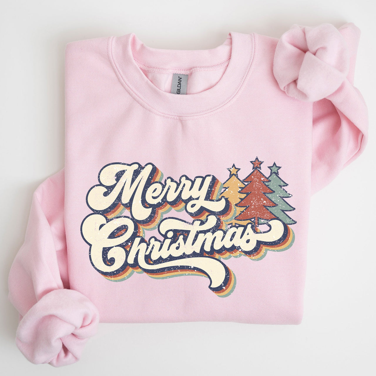 Merry Christmas Colorful Retro Santa Claus Graphic Holiday Season Celebration Edition Sweatshirt