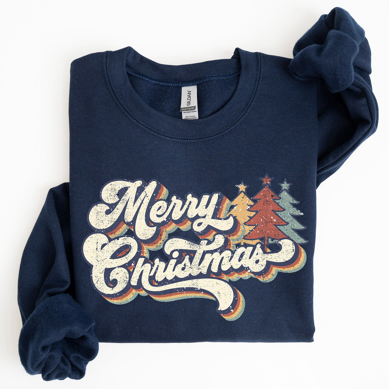 Merry Christmas Colorful Retro Santa Claus Graphic Holiday Season Celebration Edition Sweatshirt