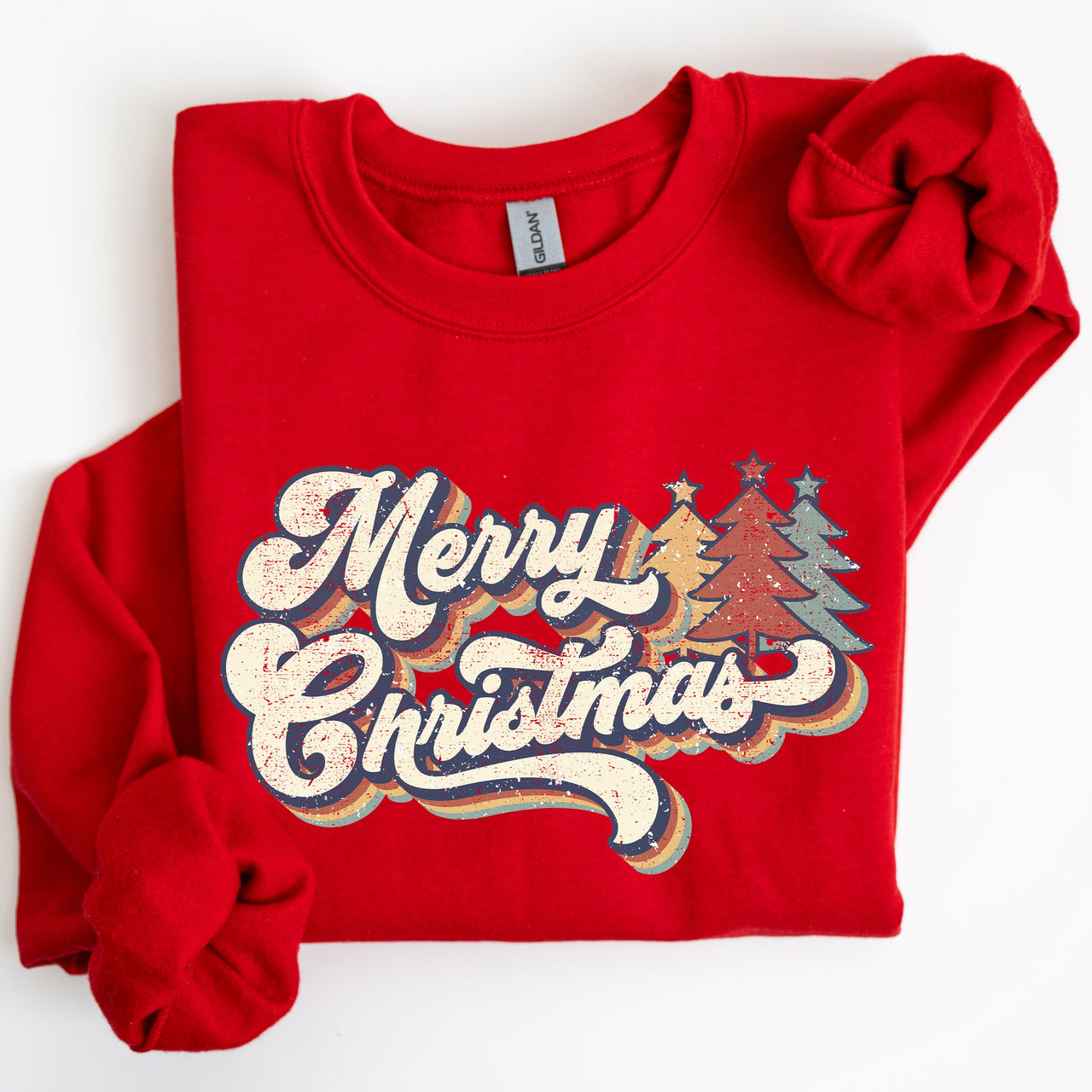 Merry Christmas Colorful Retro Santa Claus Graphic Holiday Season Celebration Edition Sweatshirt