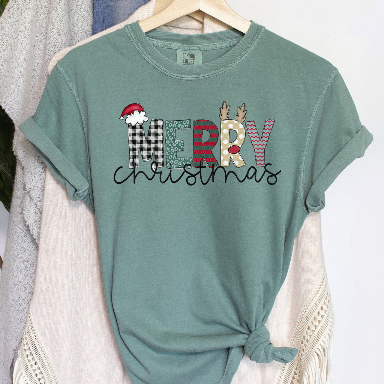 Merry Christmas Santa Claus Festive Holiday Greeting For Seasonal Gatherings And Family Photos Comfort Colors Tee