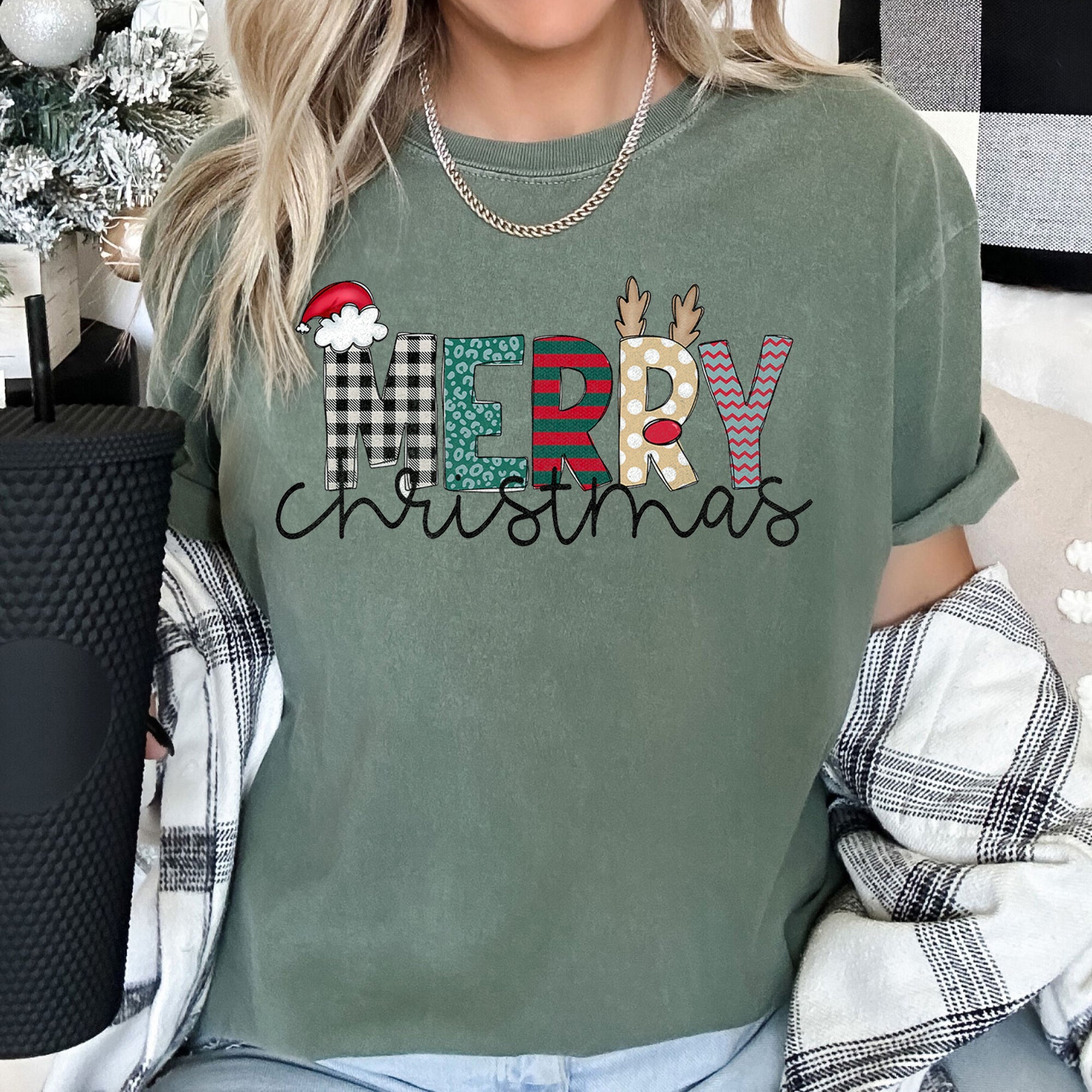 Merry Christmas Santa Claus Festive Holiday Greeting For Seasonal Gatherings And Family Photos Comfort Colors Tee