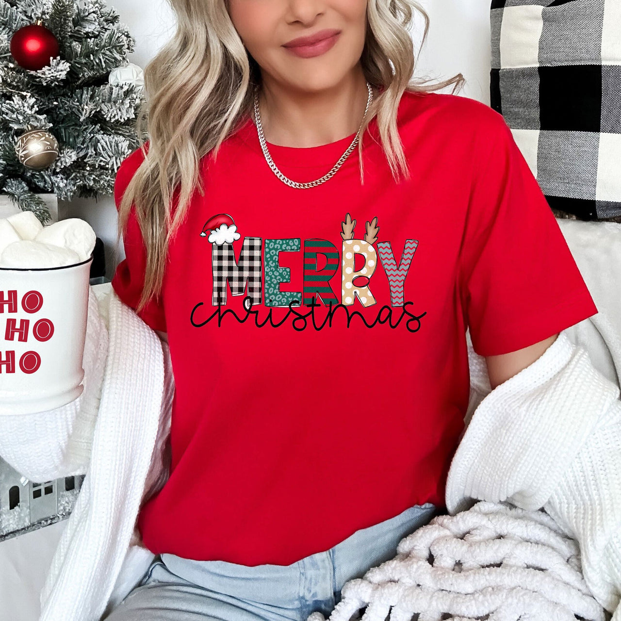 Merry Christmas Santa Claus Greeting Sayings Festive Holiday Spirit For All Graphic Tee