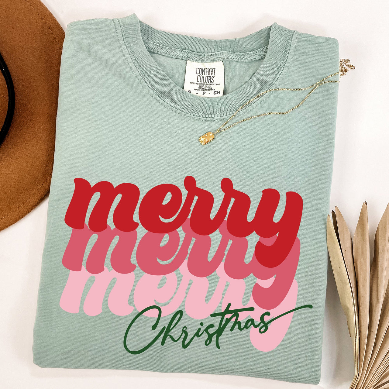 Merry Christmas Retro Classic Red Santa Winter Xmas Holiday Seasonal Comfort Colors Tee