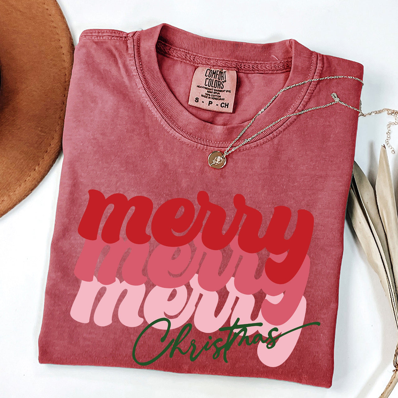 Merry Christmas Retro Classic Red Santa Winter Xmas Holiday Seasonal Comfort Colors Tee