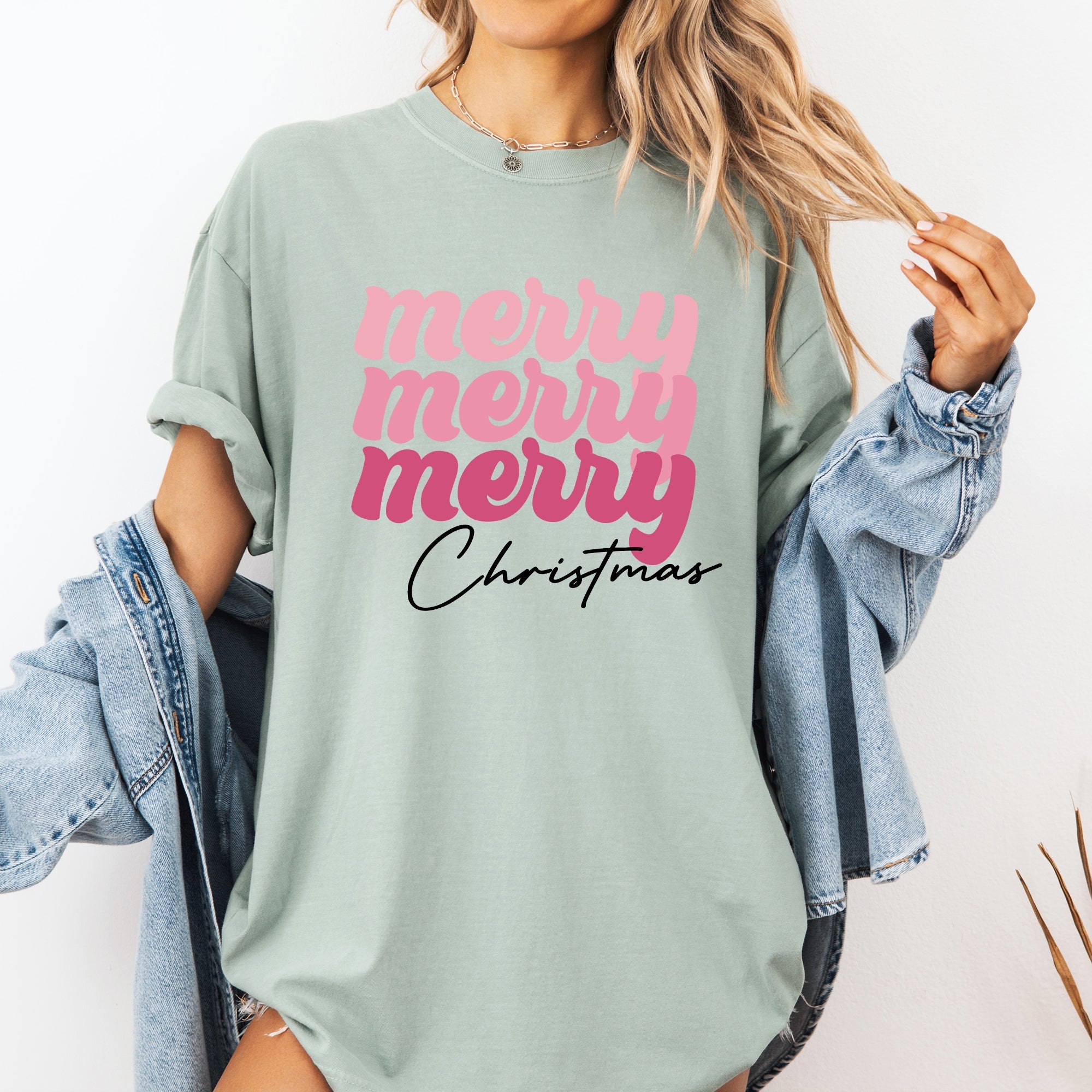 Merry Merry Merry Christmas Retro Santa Winter Xmas Holiday Edition Comfort Colors Tee
