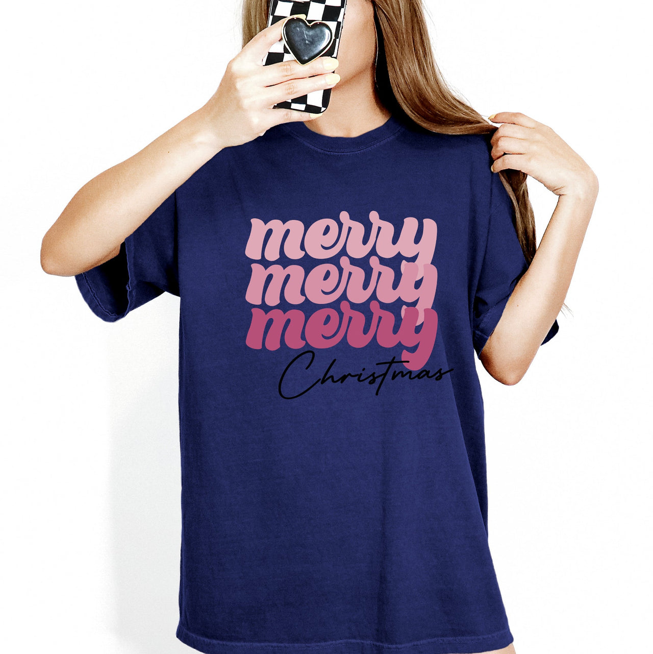 Merry Merry Merry Christmas Retro Santa Winter Xmas Holiday Edition Comfort Colors Tee
