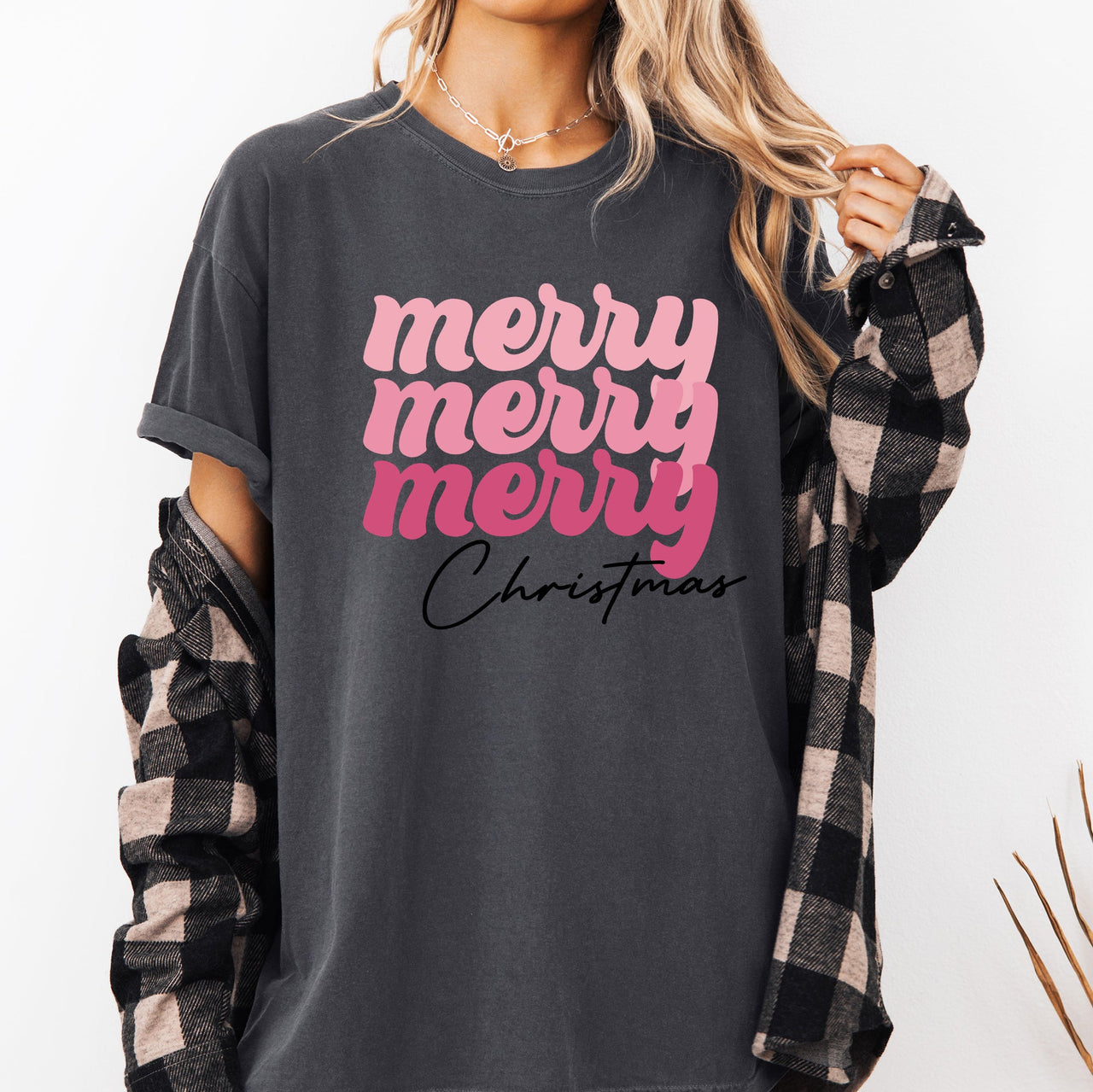Merry Merry Merry Christmas Retro Santa Winter Xmas Holiday Edition Comfort Colors Tee