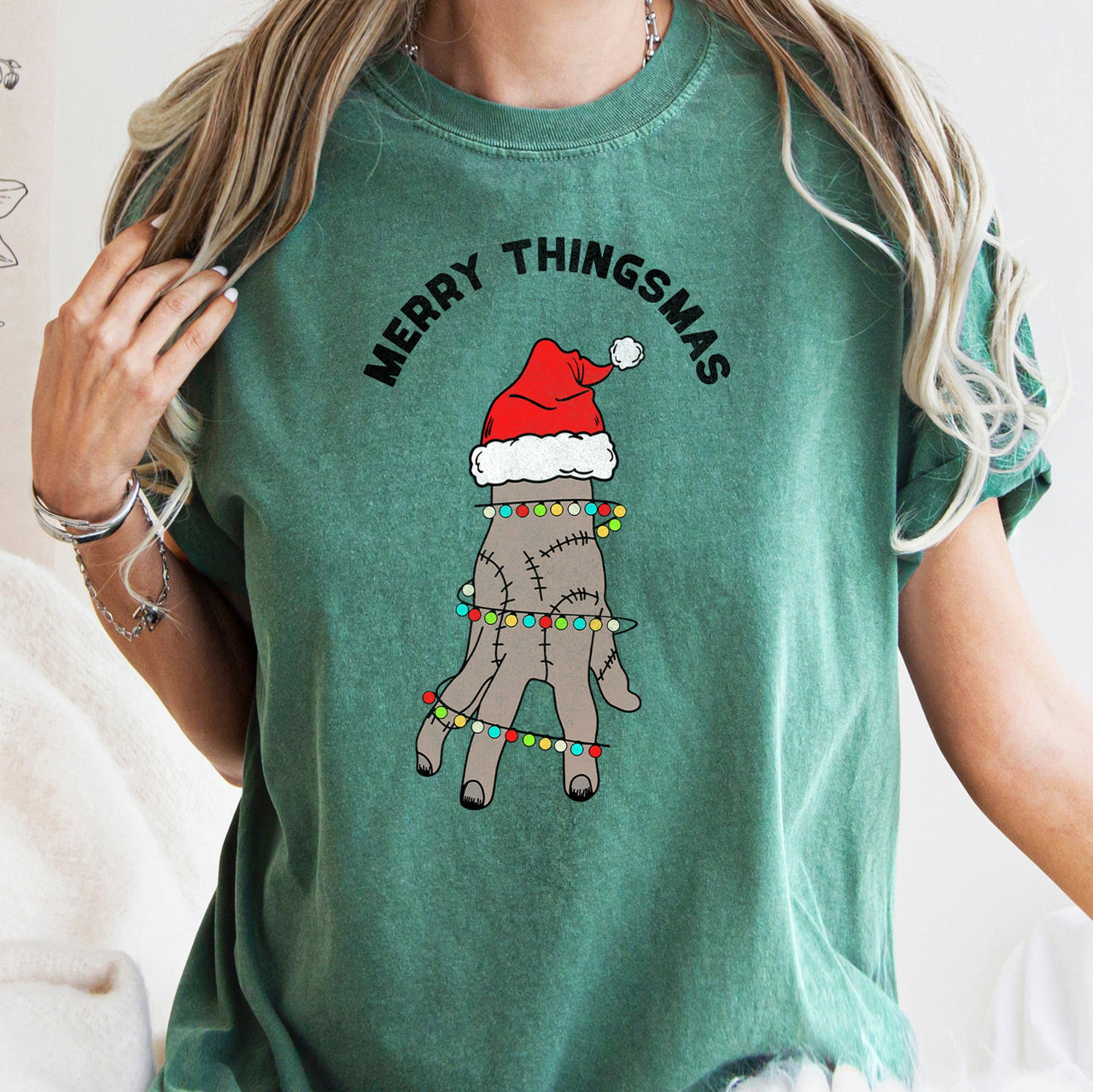 Merry Thingsmas Christmas Wednesday Spooky Zombie Holiday Haunt Comfort Colors Tee