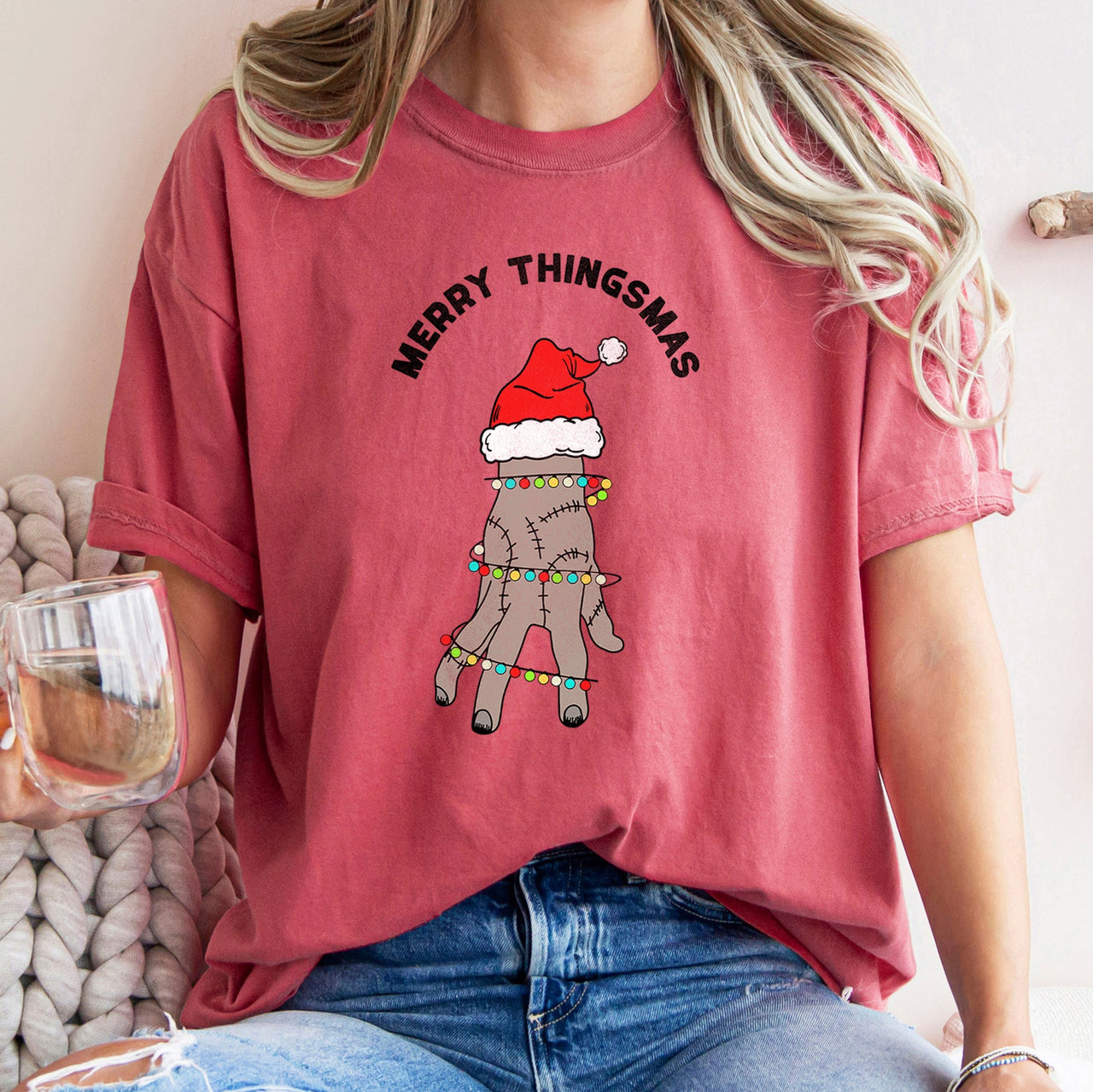 Merry Thingsmas Christmas Wednesday Spooky Zombie Holiday Haunt Comfort Colors Tee