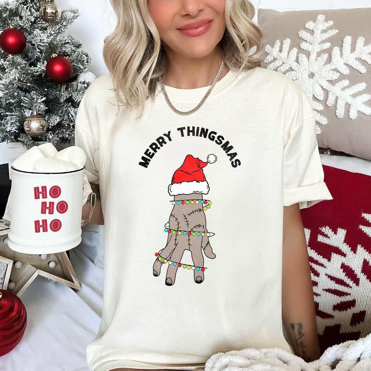 Merry Thingsmas Christmas Wednesday Spooky Zombie Holiday Haunt Comfort Colors Tee