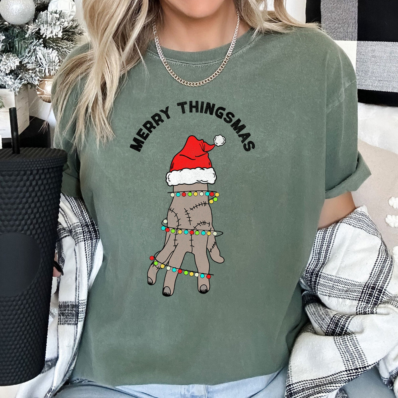 Merry Thingsmas Christmas Wednesday Spooky Zombie Holiday Haunt Comfort Colors Tee