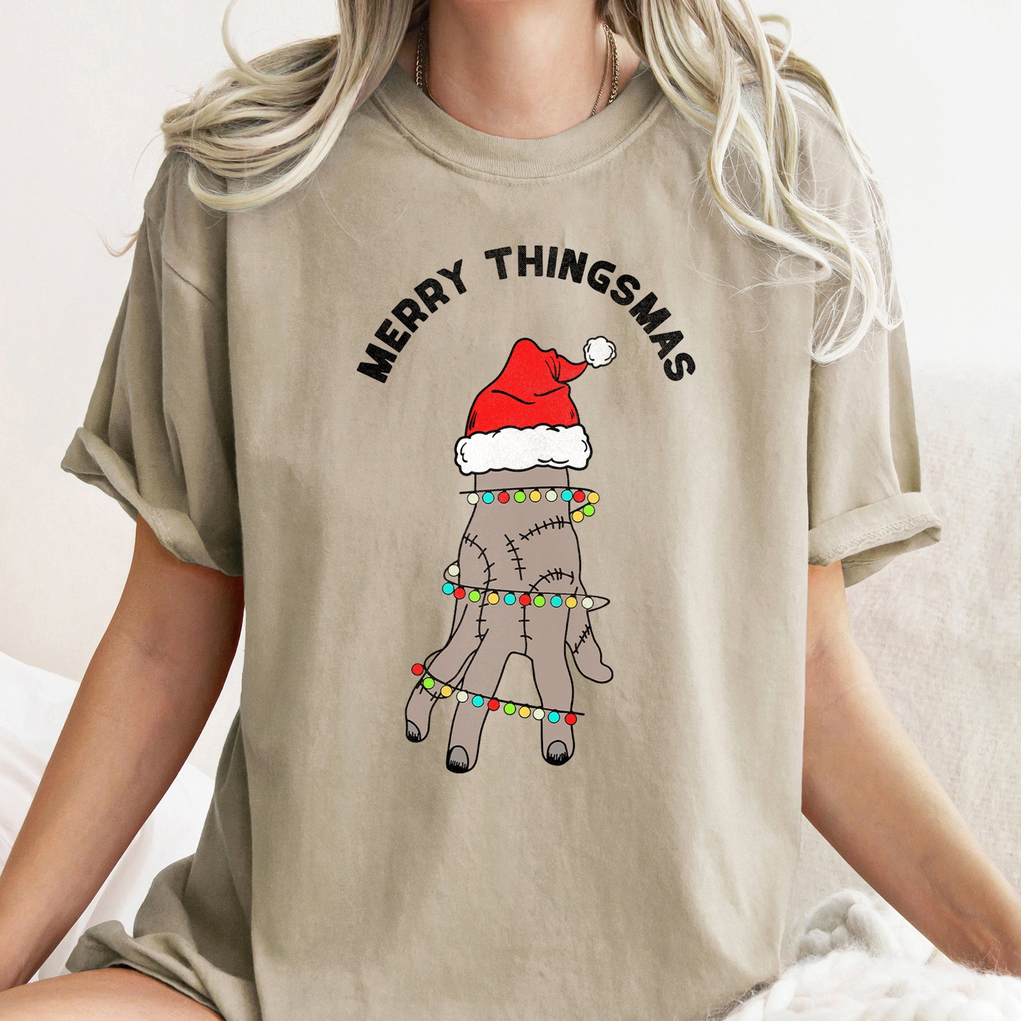 Merry Thingsmas Christmas Wednesday Spooky Zombie Holiday Haunt Comfort Colors Tee
