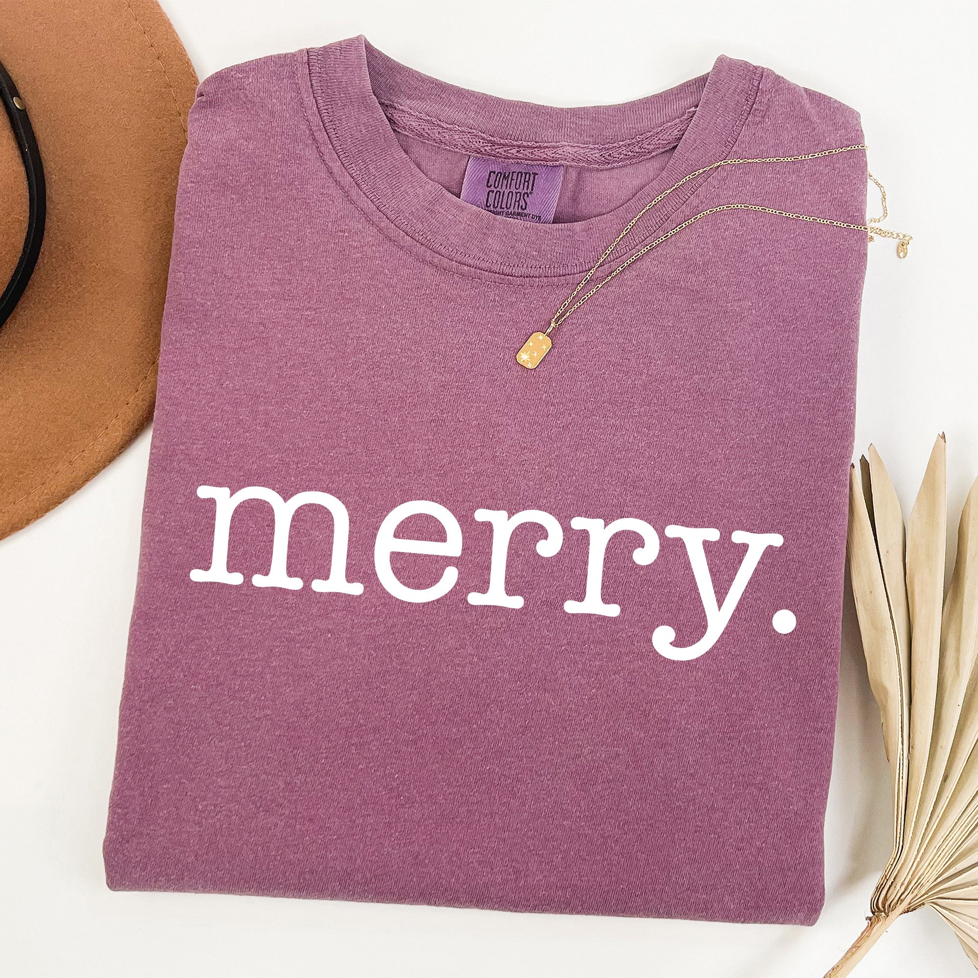 Merry, Classic Minimalist, Christmas, Winter, Snow, Santa, Xmas Comfort Colors Tee