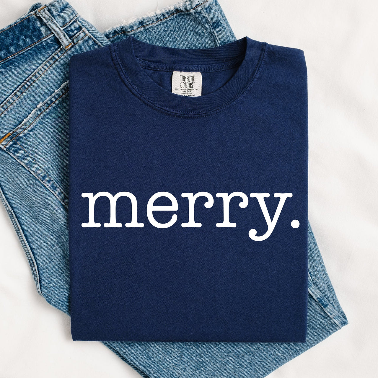 Merry, Classic Minimalist, Christmas, Winter, Snow, Santa, Xmas Comfort Colors Tee