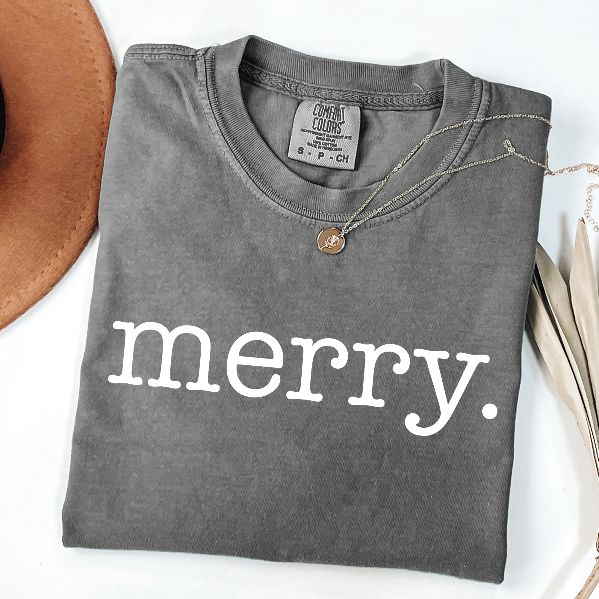 Merry, Classic Minimalist, Christmas, Winter, Snow, Santa, Xmas Comfort Colors Tee