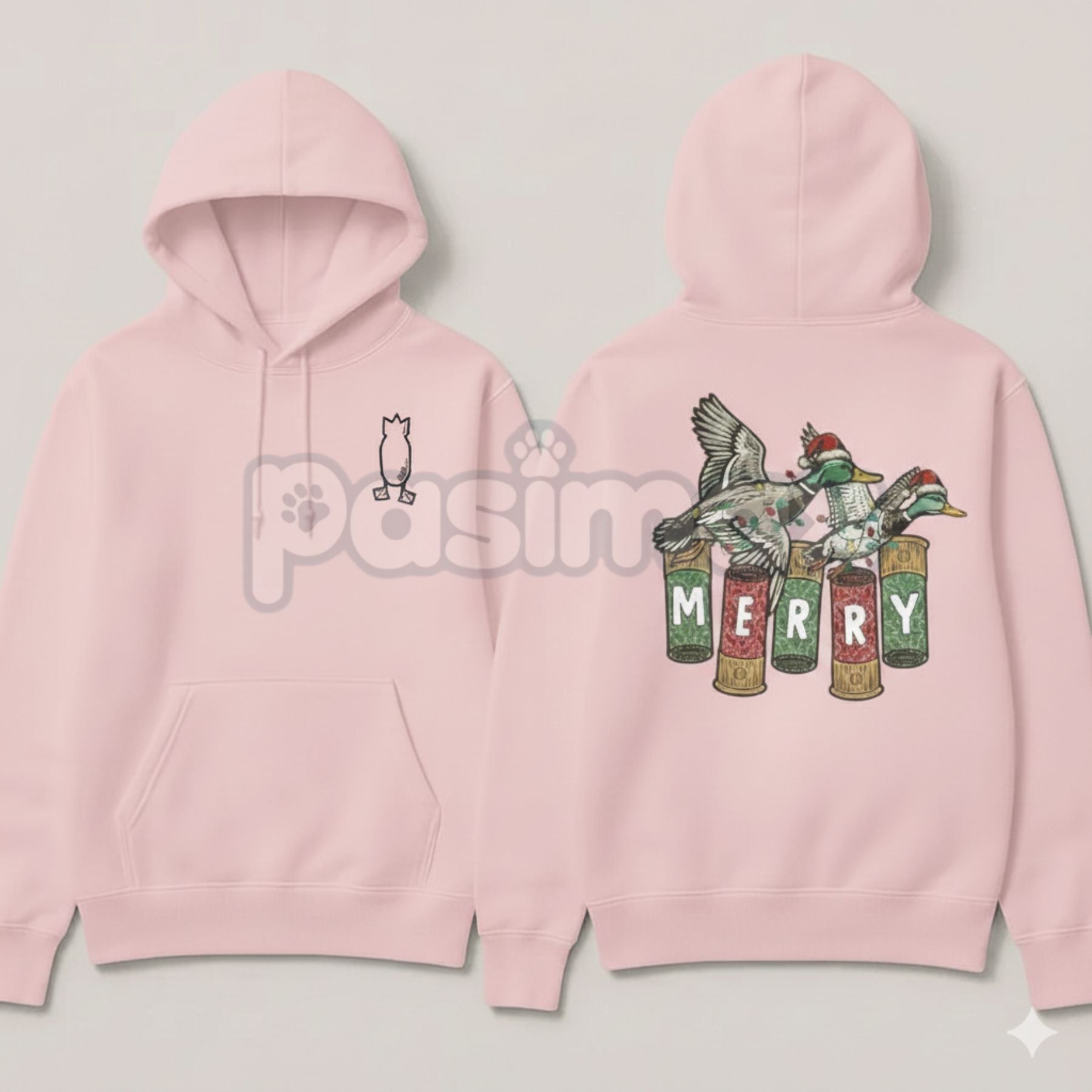 Merry Duck Hoodie – Funny Christmas Duck Graphic Pullover, Festive Holiday Humor Apparel, Unisex