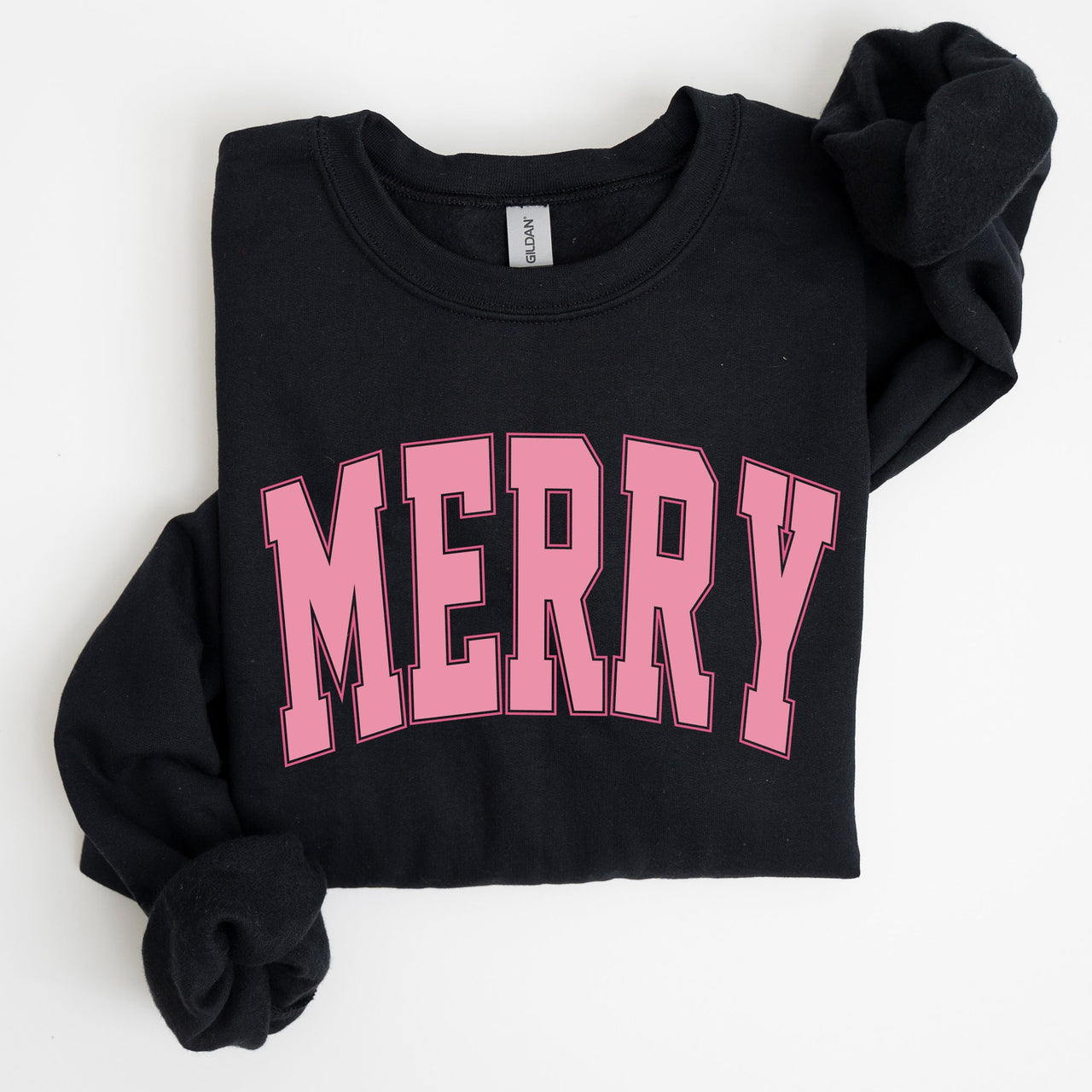 Merry Varsity Collegiate Christmas Santa Winter Xmas Holiday Seasonal Graphic Sweatshirt
