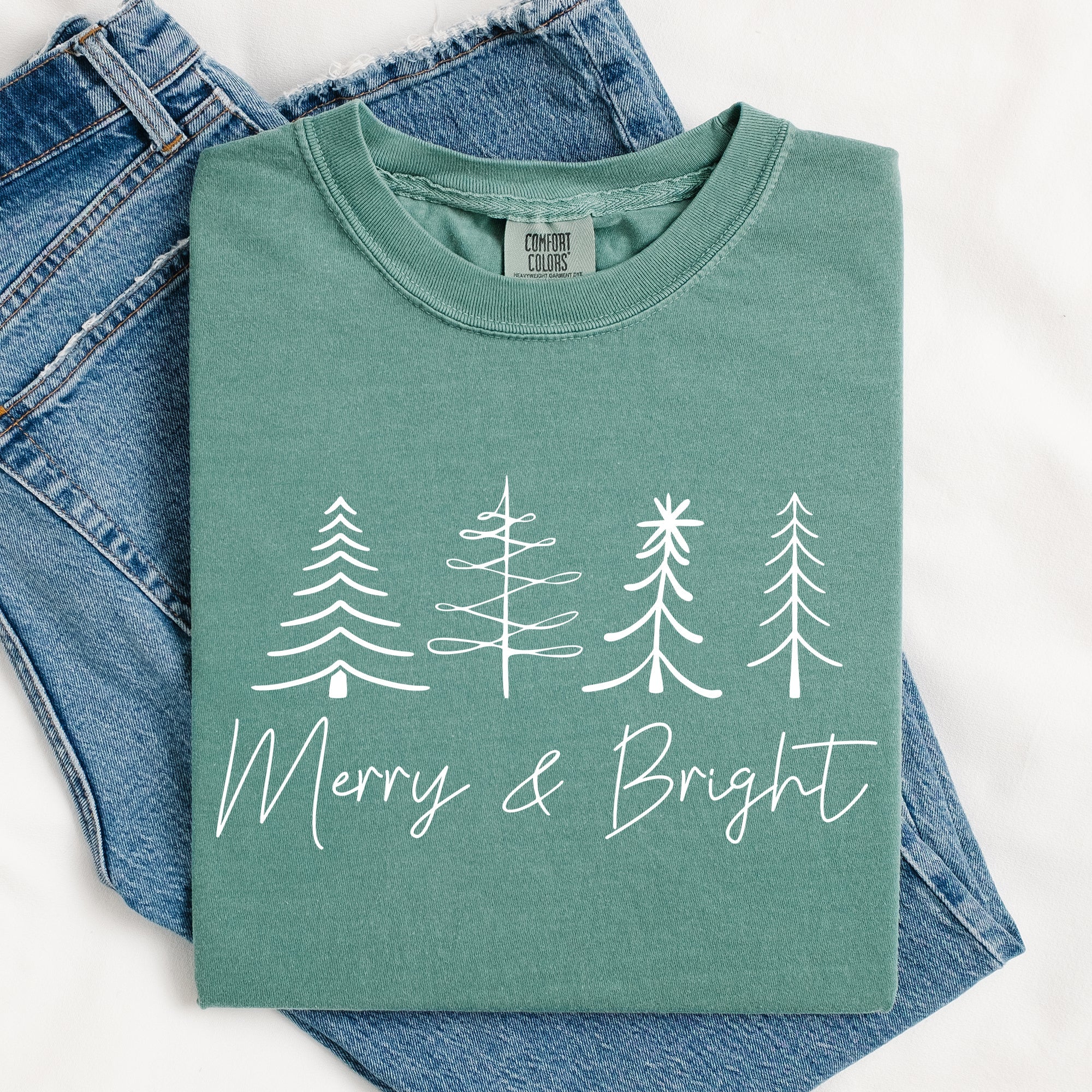 Merry And Bright Limited Edition Christmas Minimalist Winter Snow Santa Xmas Comfort Colors Tee