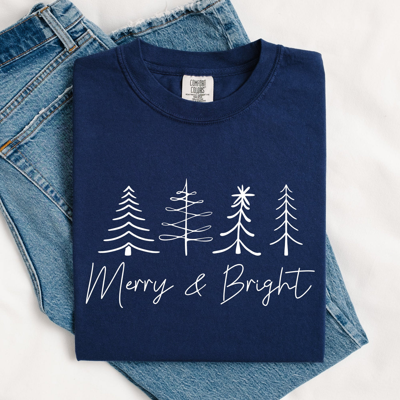 Merry And Bright Limited Edition Christmas Minimalist Winter Snow Santa Xmas Comfort Colors Tee