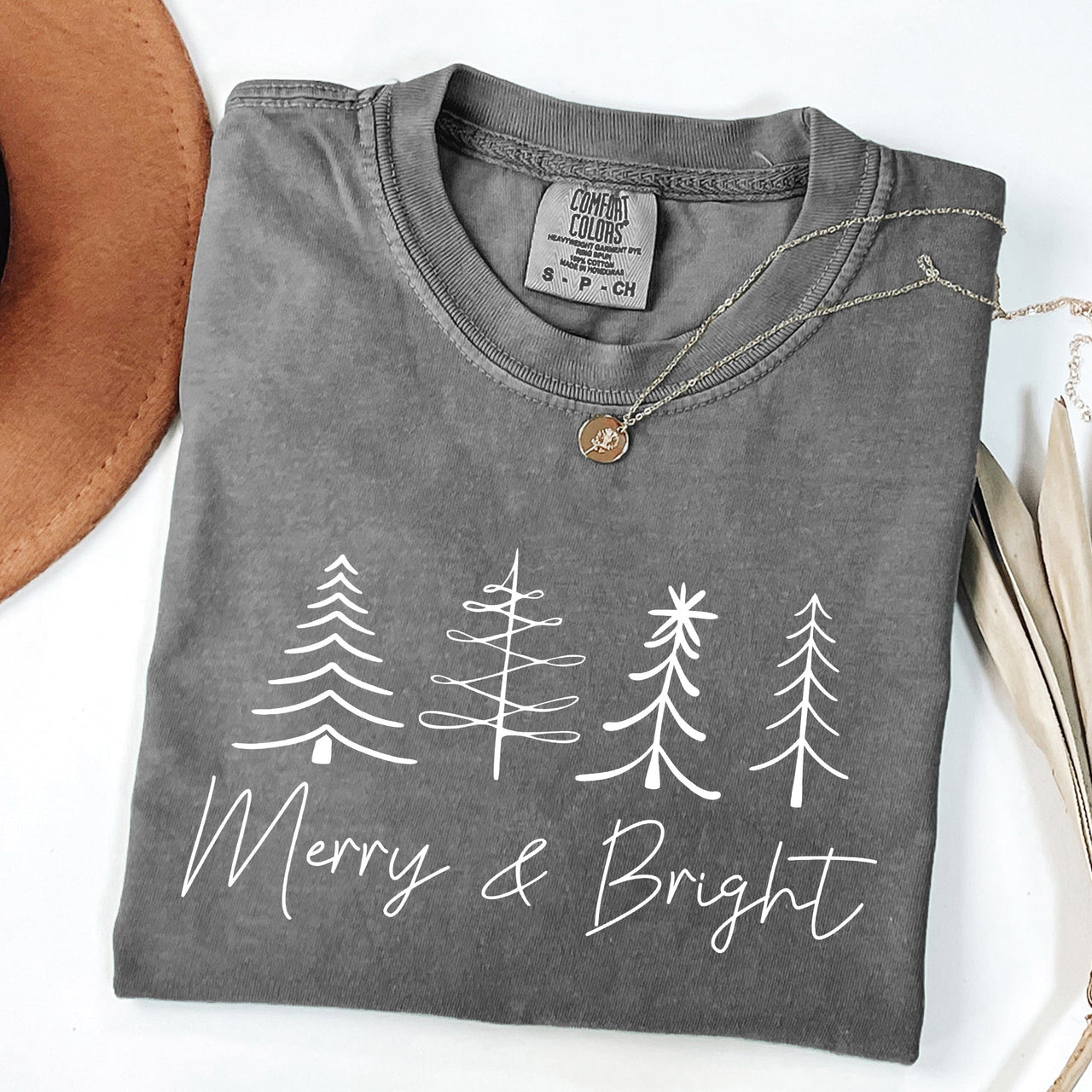 Merry And Bright Limited Edition Christmas Minimalist Winter Snow Santa Xmas Comfort Colors Tee
