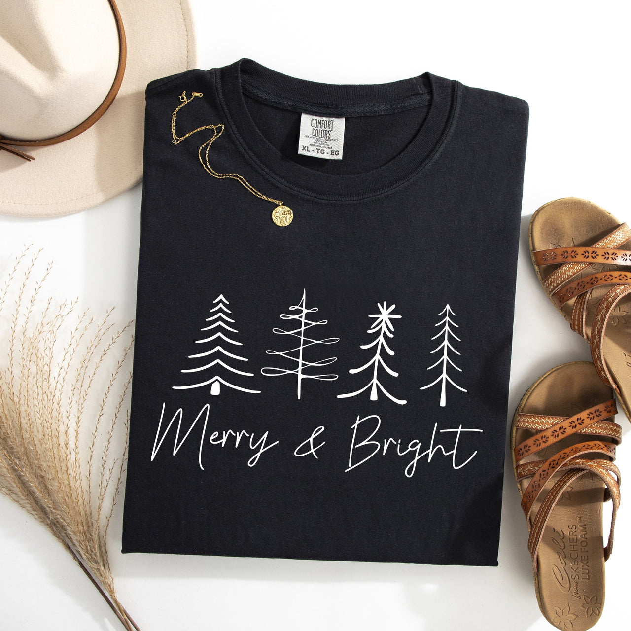 Merry And Bright Limited Edition Christmas Minimalist Winter Snow Santa Xmas Comfort Colors Tee