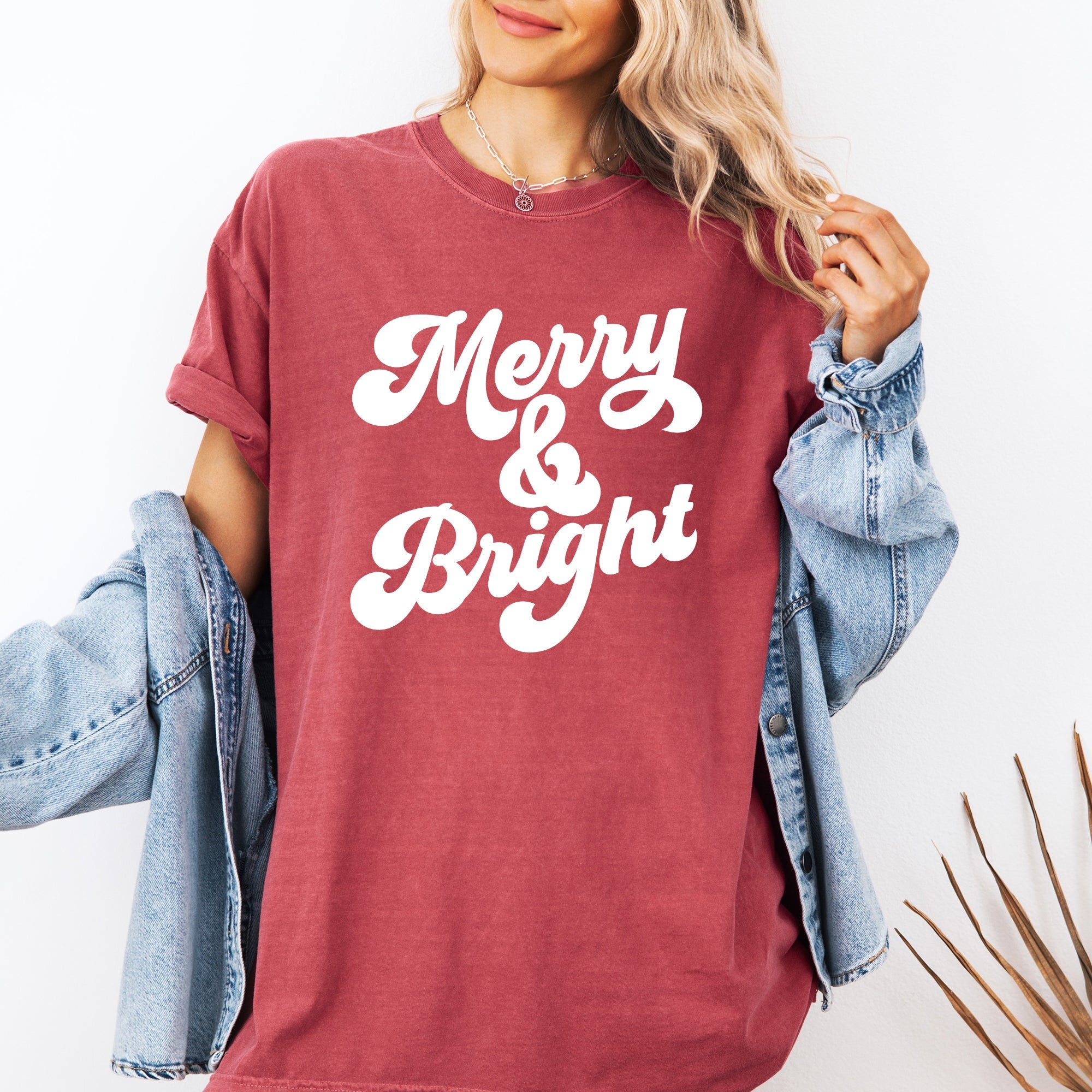 Merry and Bright Classic Christmas Winter Santa Xmas Nostalgia Print Comfort Colors Tee