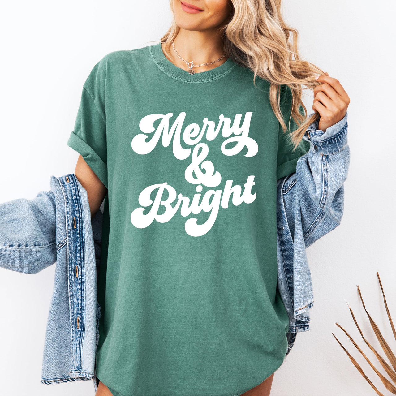 Merry and Bright Classic Christmas Winter Santa Xmas Nostalgia Print Comfort Colors Tee