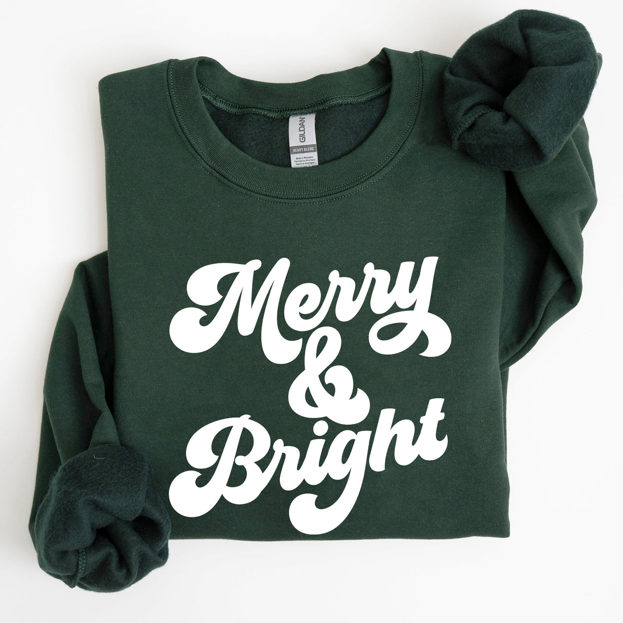 Merry And Bright Classic Christmas Winter Santa Xmas Cozy Fleece Lined Sweatshirt
