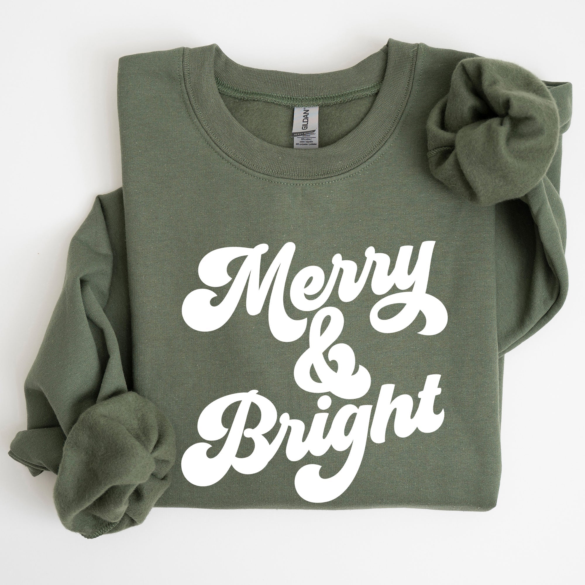 Merry And Bright Classic Christmas Winter Santa Xmas Cozy Fleece Lined Sweatshirt