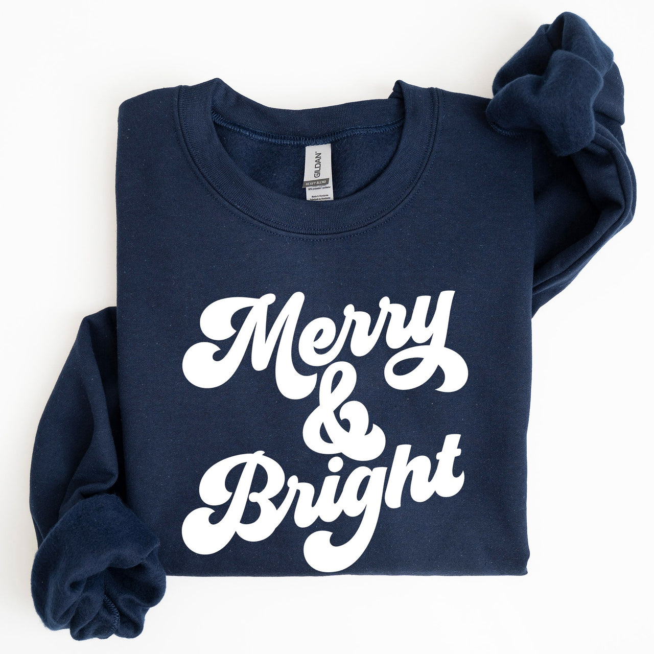 Merry And Bright Classic Christmas Winter Santa Xmas Cozy Fleece Lined Sweatshirt