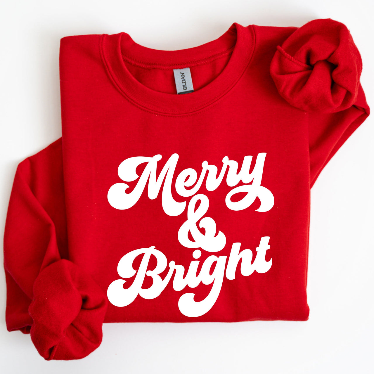 Merry And Bright Classic Christmas Winter Santa Xmas Cozy Fleece Lined Sweatshirt