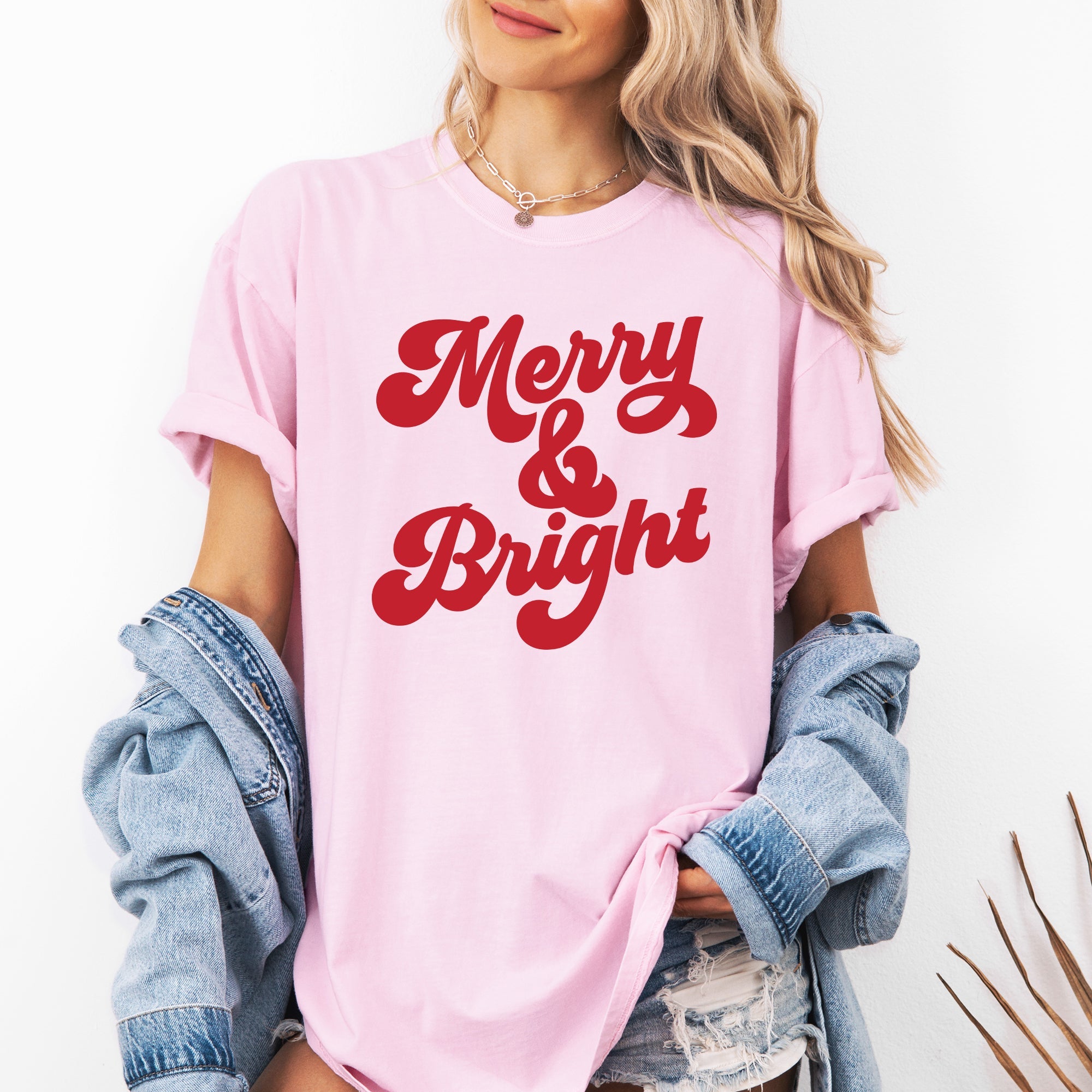 Merry and Bright Classic Christmas Winter Santa Xmas Nostalgia Print Comfort Colors Tee