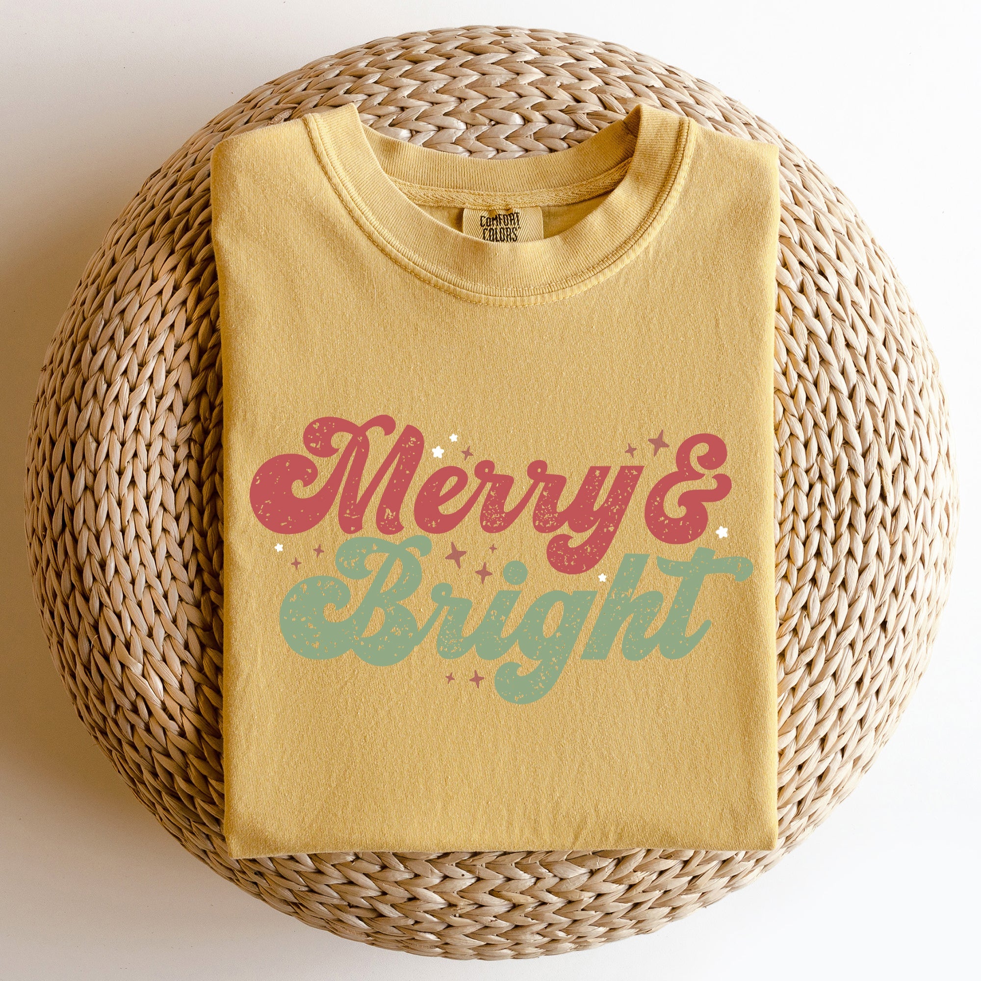 Merry And Bright Red And Green Christmas Winter Xmas Theme With Classic Holiday Charm Comfort Colors Tee