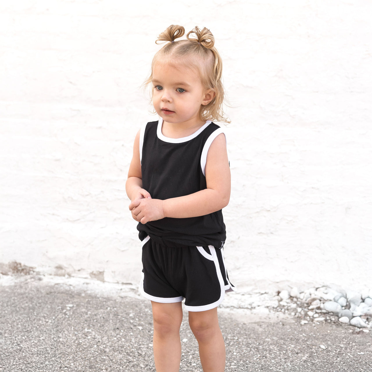 TRACK SHORTS SET- Bamboo Rib Midnight