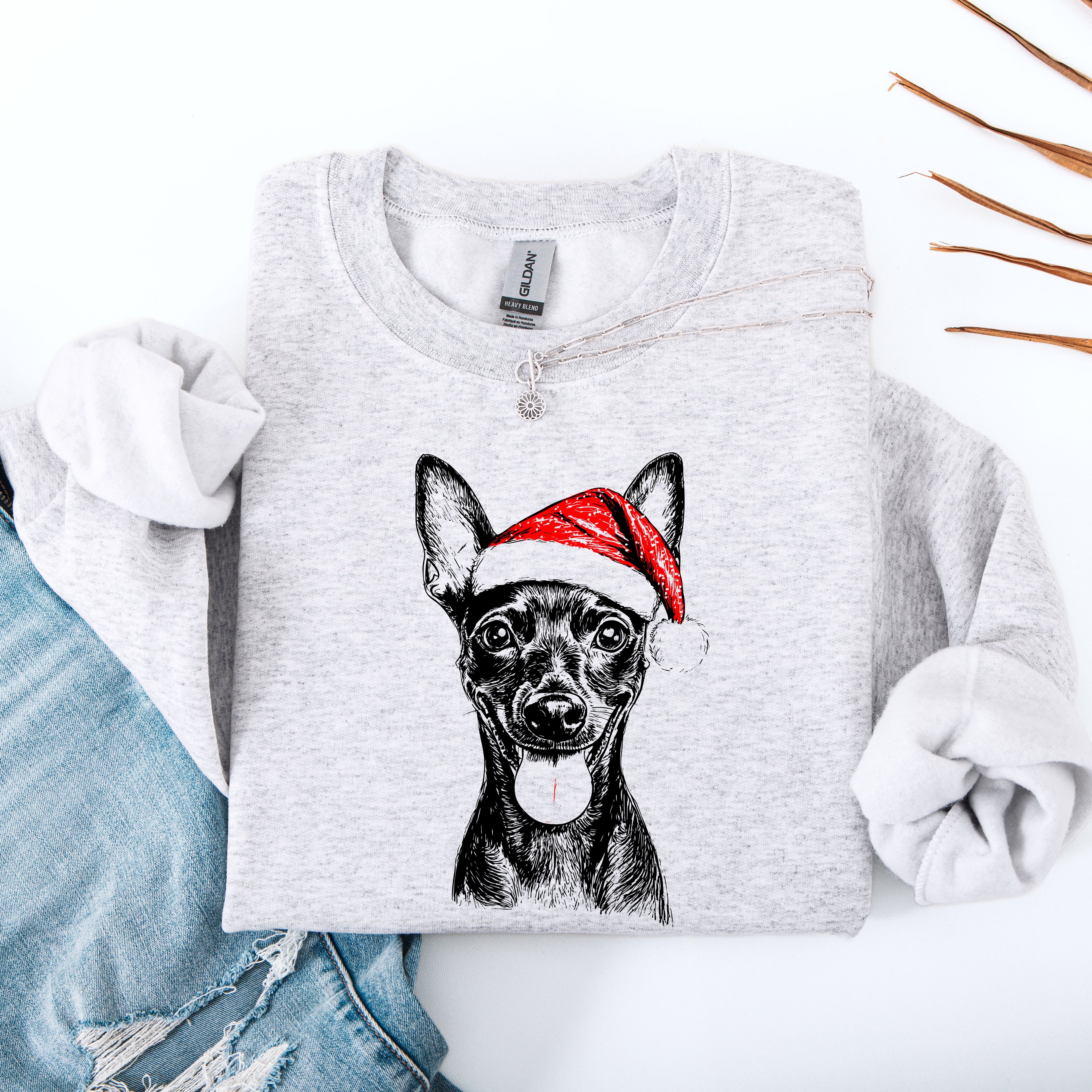 Miniature Pinscher Min Pin Dog Lover Portrait Print Artwork Cozy Everyday Wardrobe Sweatshirt