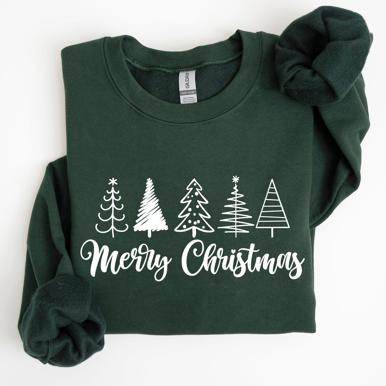 Minimalist Merry Christmas Trees Classic Retro Winter Santa Xmas Cozy Holiday Sweatshirt