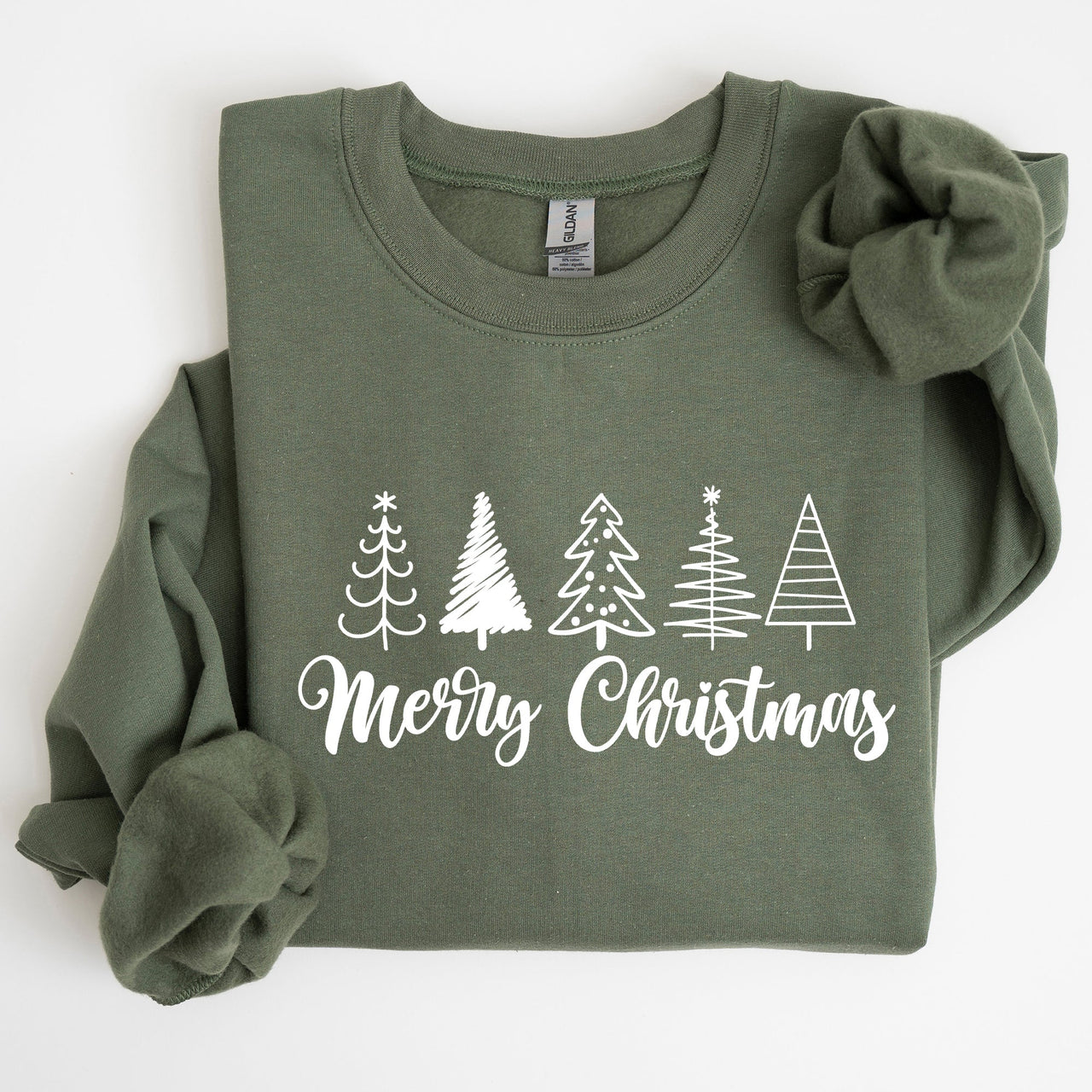 Minimalist Merry Christmas Trees Classic Retro Winter Santa Xmas Cozy Holiday Sweatshirt