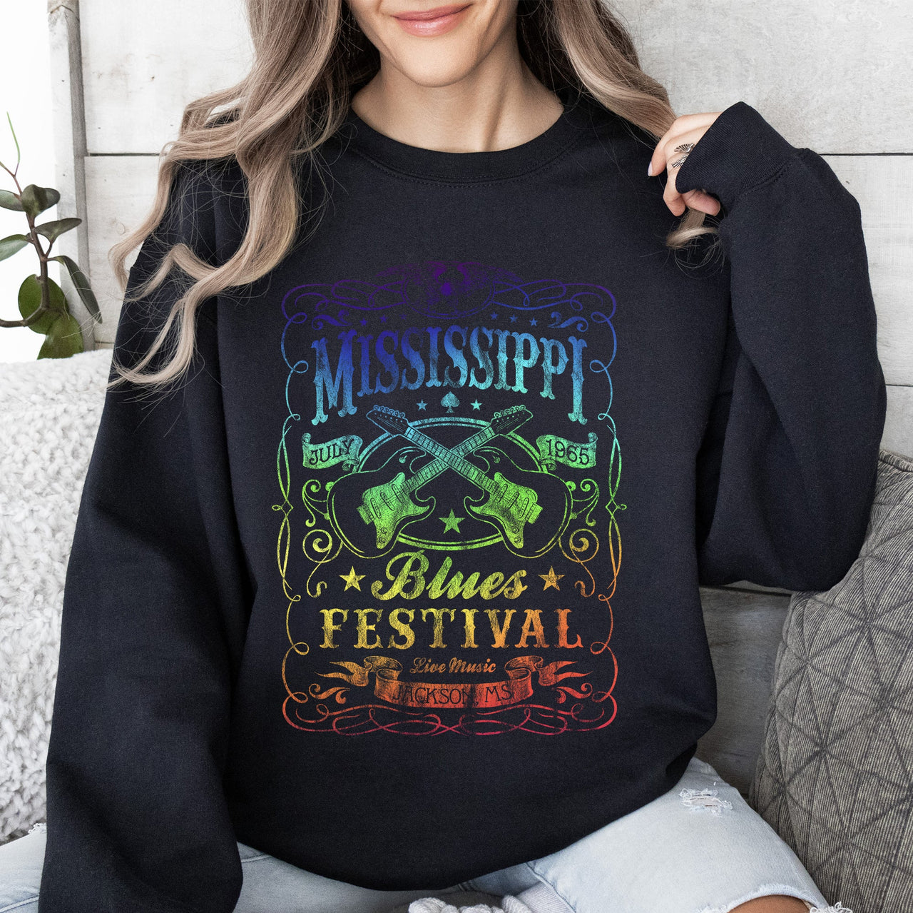 Mississippi Blues Festival Concert Poster Vintage Limited Edition Heritage Sweatshirt