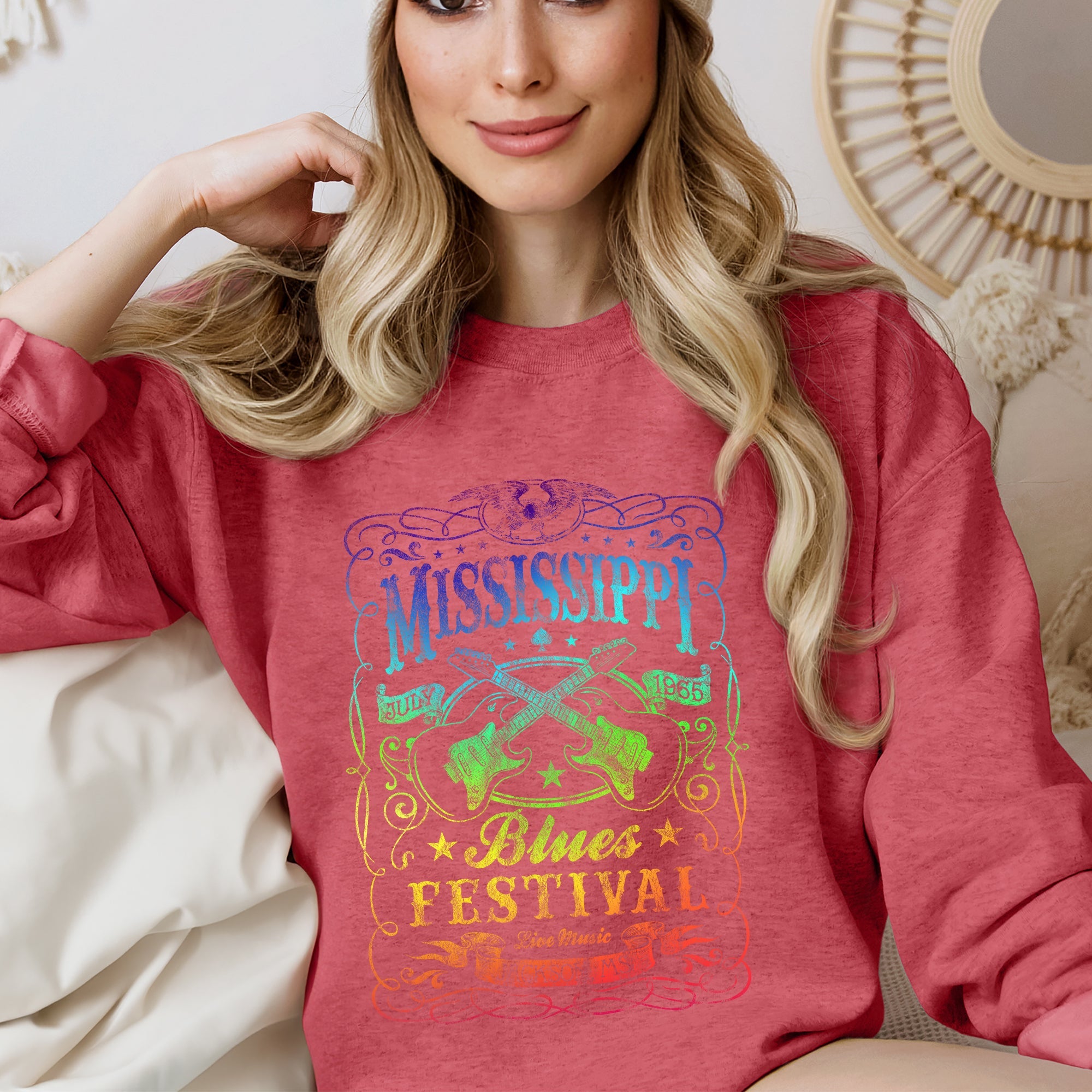 Mississippi Blues Festival Concert Poster Vintage Limited Edition Heritage Sweatshirt