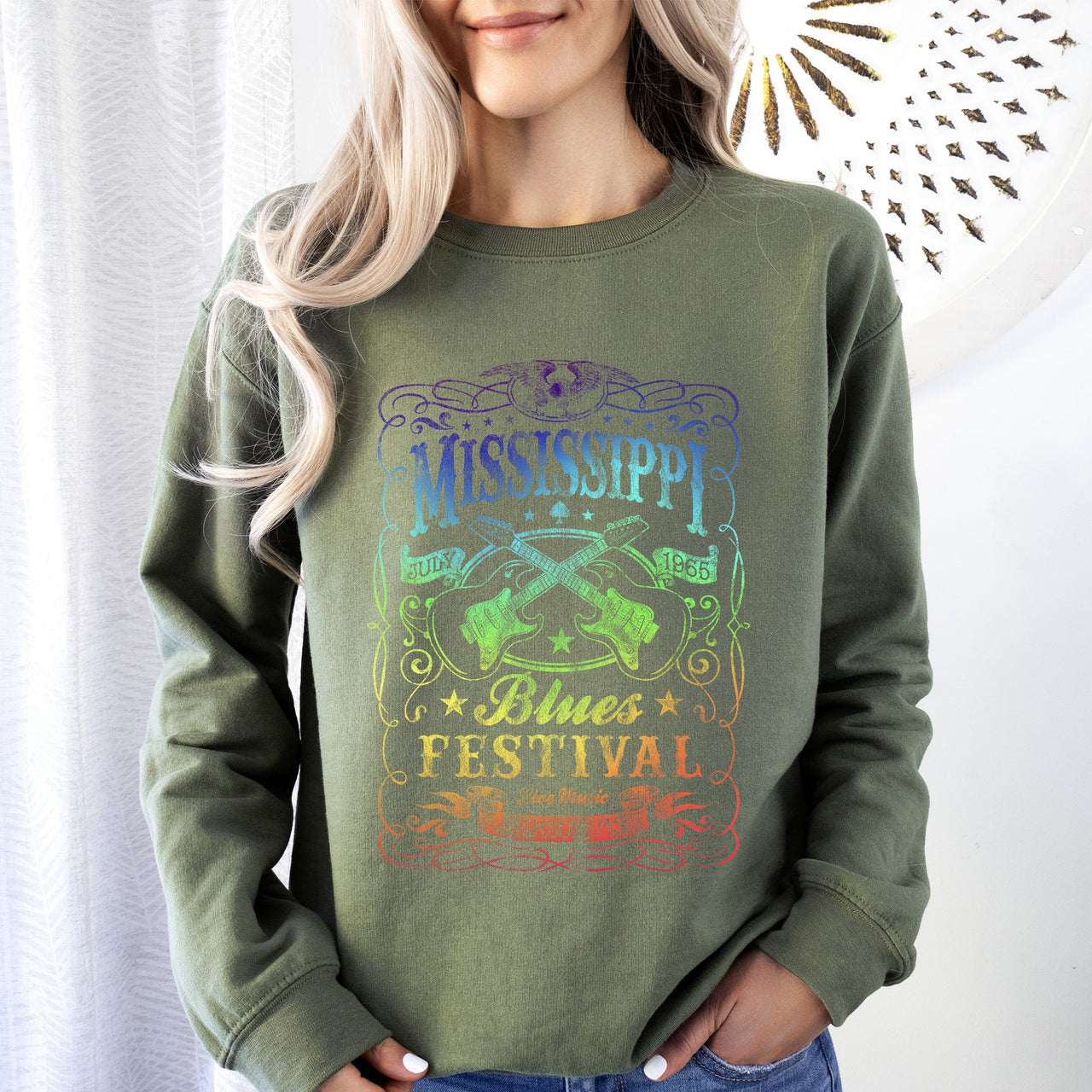 Mississippi Blues Festival Concert Poster Vintage Limited Edition Heritage Sweatshirt