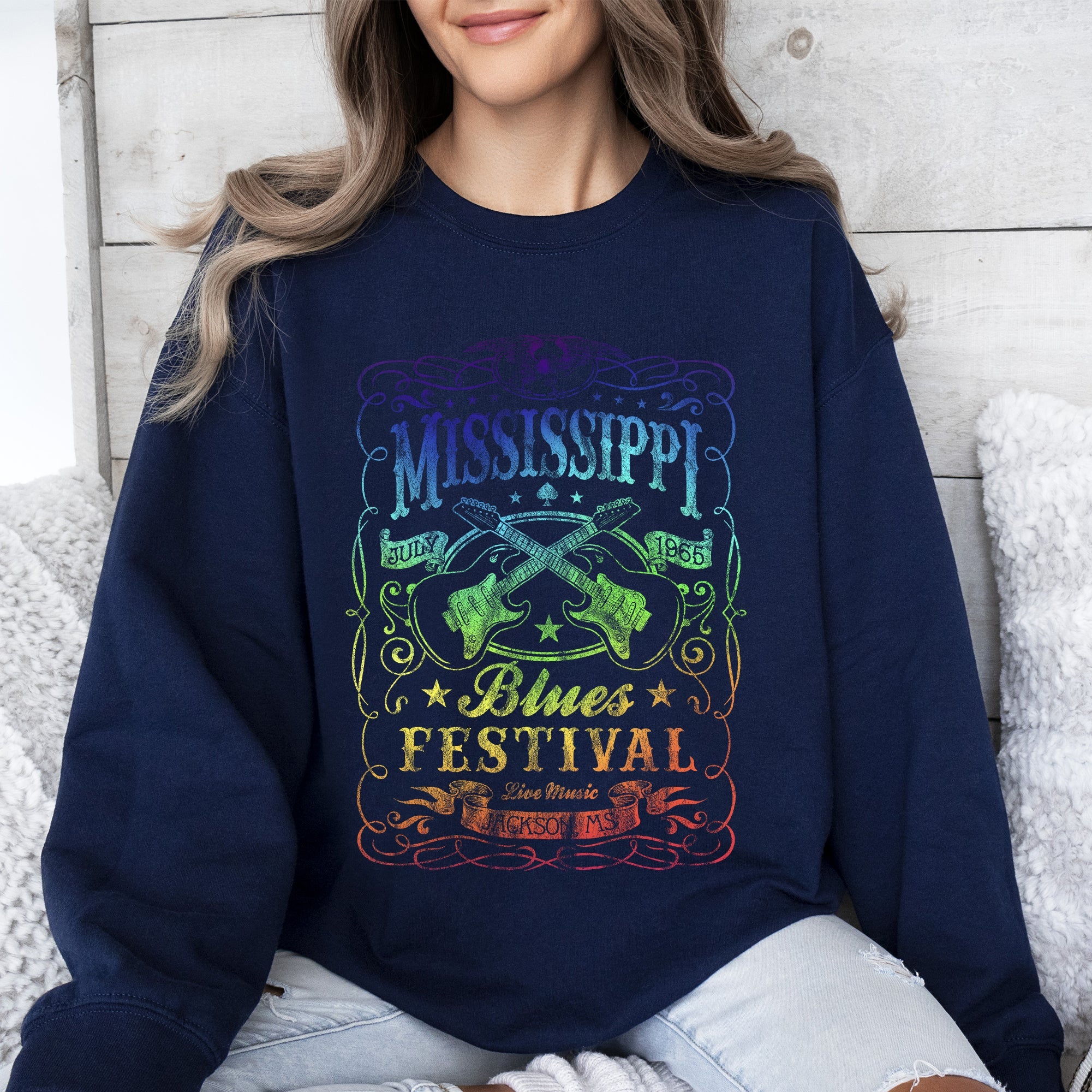 Mississippi Blues Festival Concert Poster Vintage Limited Edition Heritage Sweatshirt