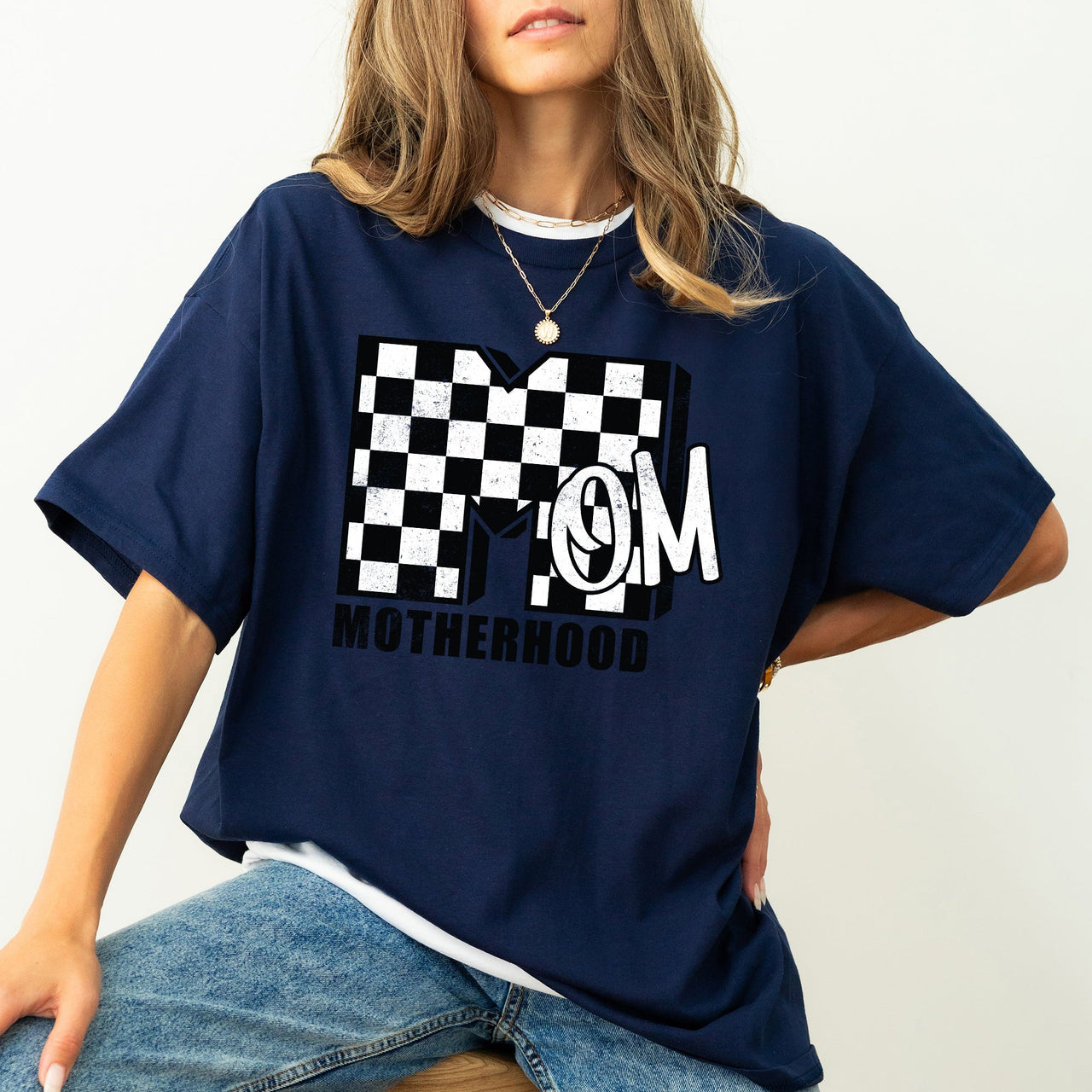 Mom MTV Retro Checkerboard Motherhood Nostalgia Edition Deluxe Comfort Colors Tee
