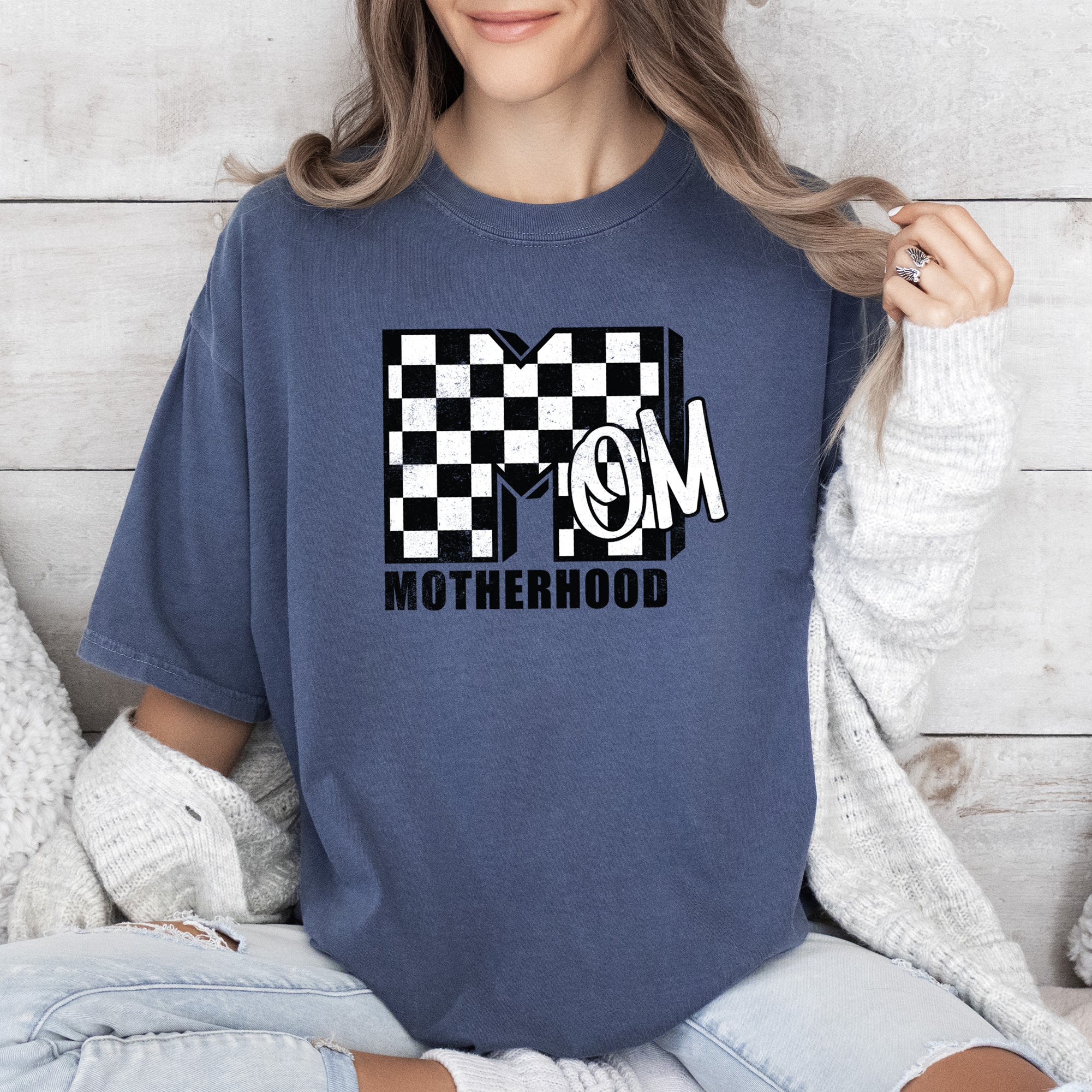 Mom MTV Retro Checkerboard Motherhood Nostalgia Edition Deluxe Comfort Colors Tee