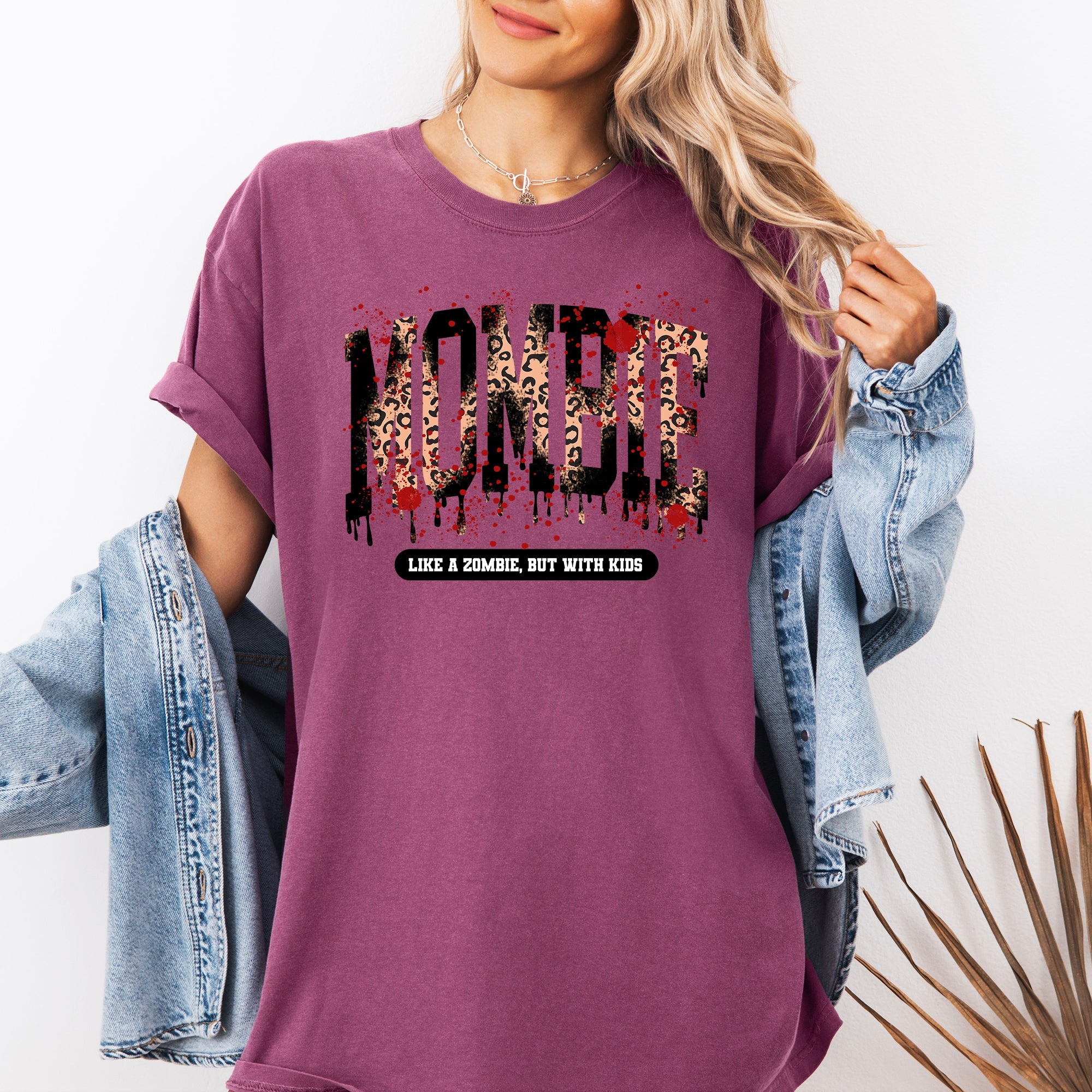 Mombie Like A Zombie But With Kids Halloween Witch Spooky Mom Life Comfort Colors Tee