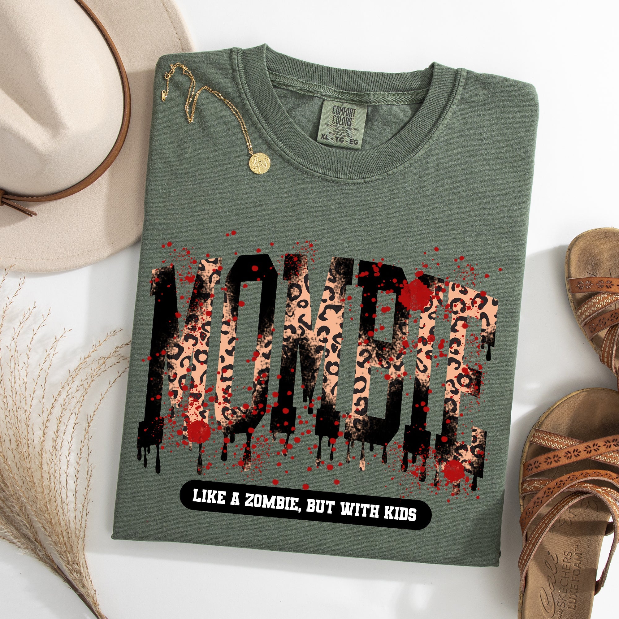 Mombie Like A Zombie But With Kids Halloween Witch Spooky Mom Life Comfort Colors Tee