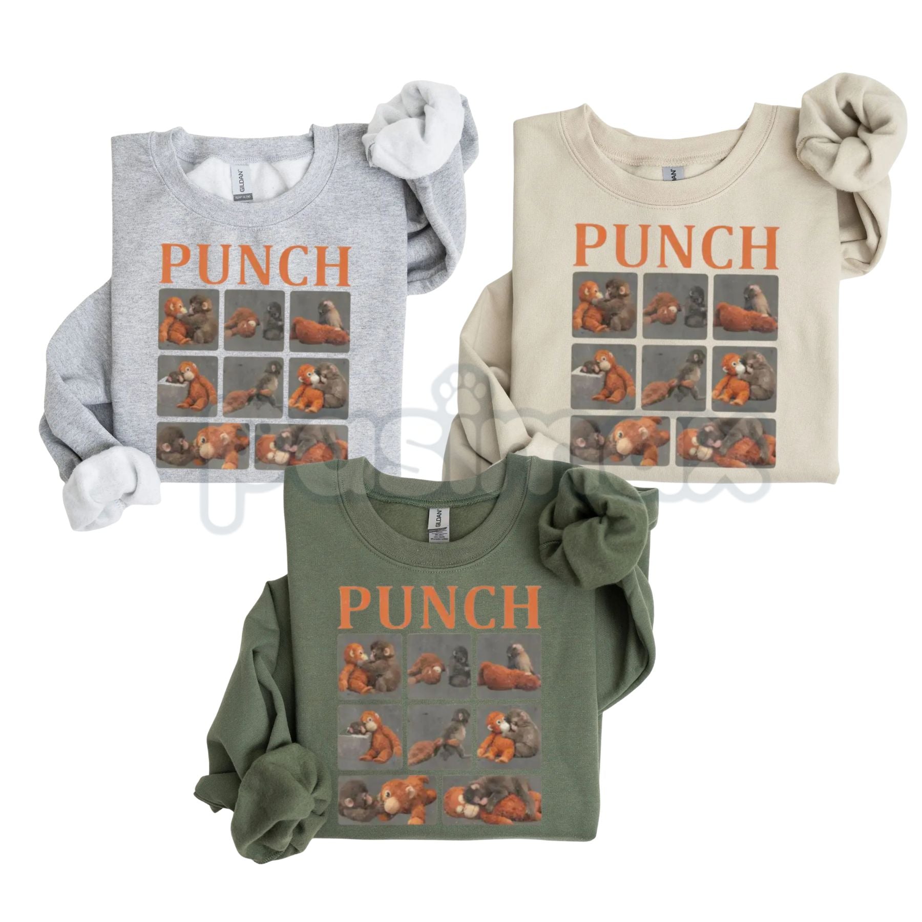 Monkey Punch Graphic Sweatshirt | Baby Monkey Holding Plush Toy Crewneck | Vintage Aesthetic Animal Pullover | Cute Retro Monkey Jumper | Soft Girl Era Graphic Top | Nostalgic Toy Monkey Shirt