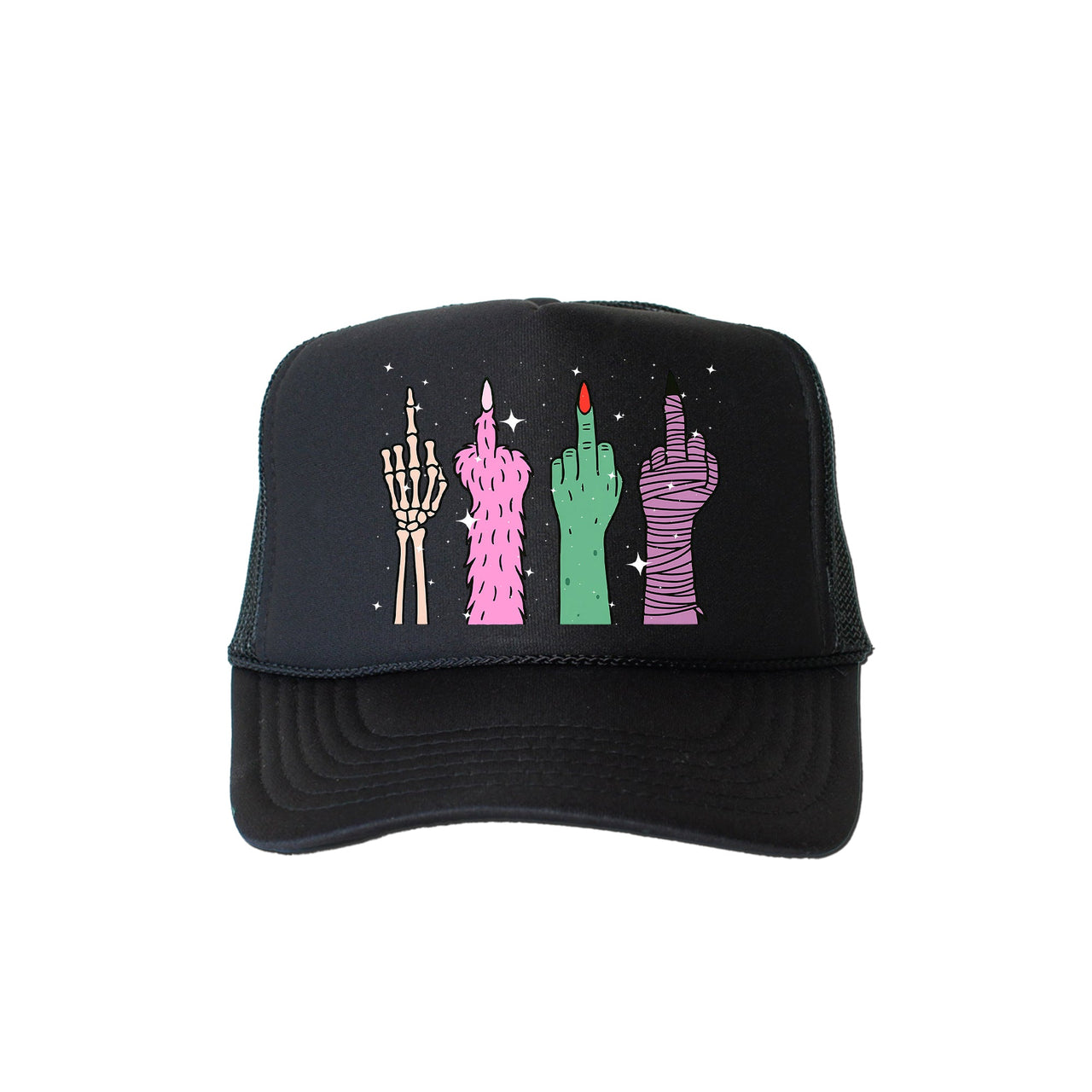 Monster Middle Finger Sassy Funny Halloween Spooky Night Bold Edition Humor Trucker Hat