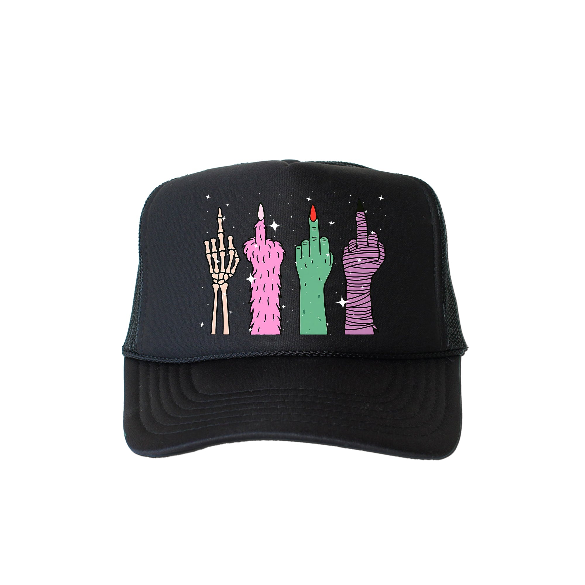 Monster Middle Finger Sassy Funny Halloween Spooky Night Bold Edition Humor Trucker Hat