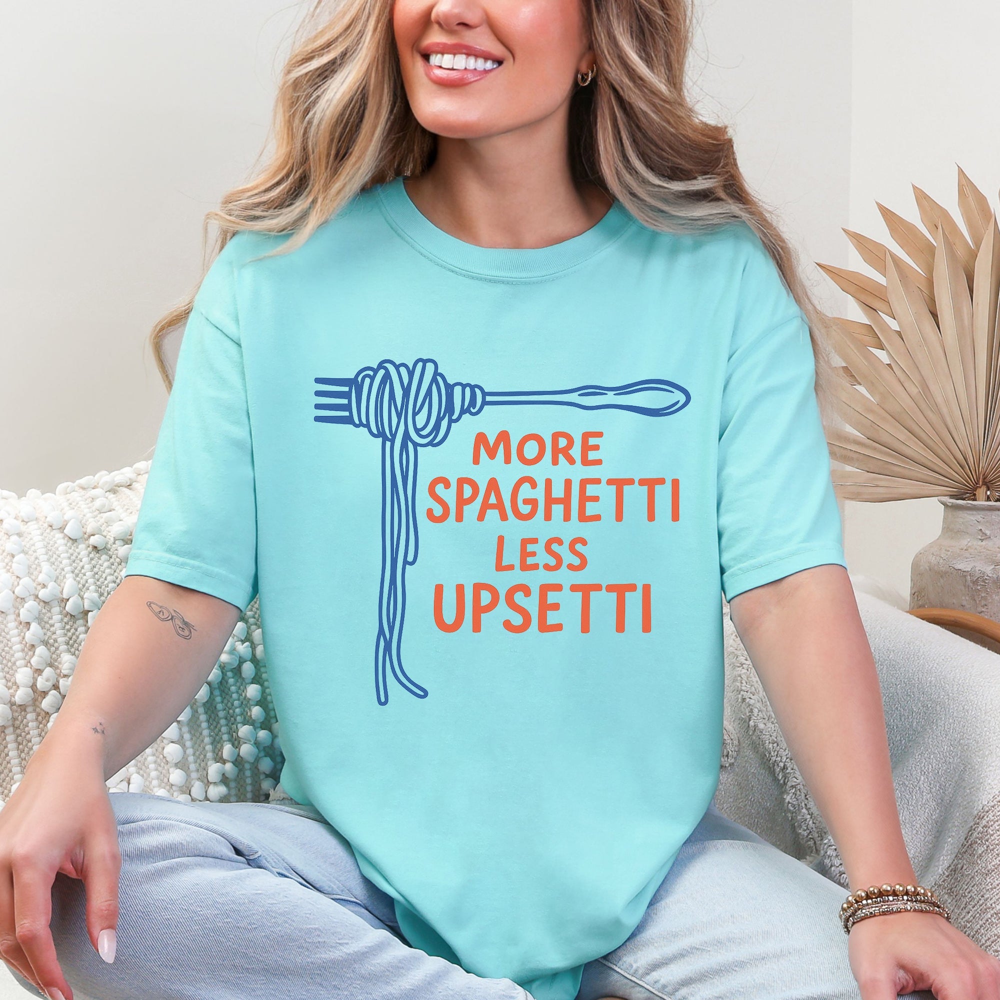 More Spaghetti, Less Upsetti A Playful Pasta Pun For Your Wardrobe Comfort Colors Tee