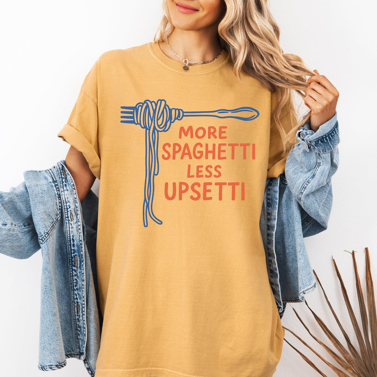 More Spaghetti, Less Upsetti A Playful Pasta Pun For Your Wardrobe Comfort Colors Tee